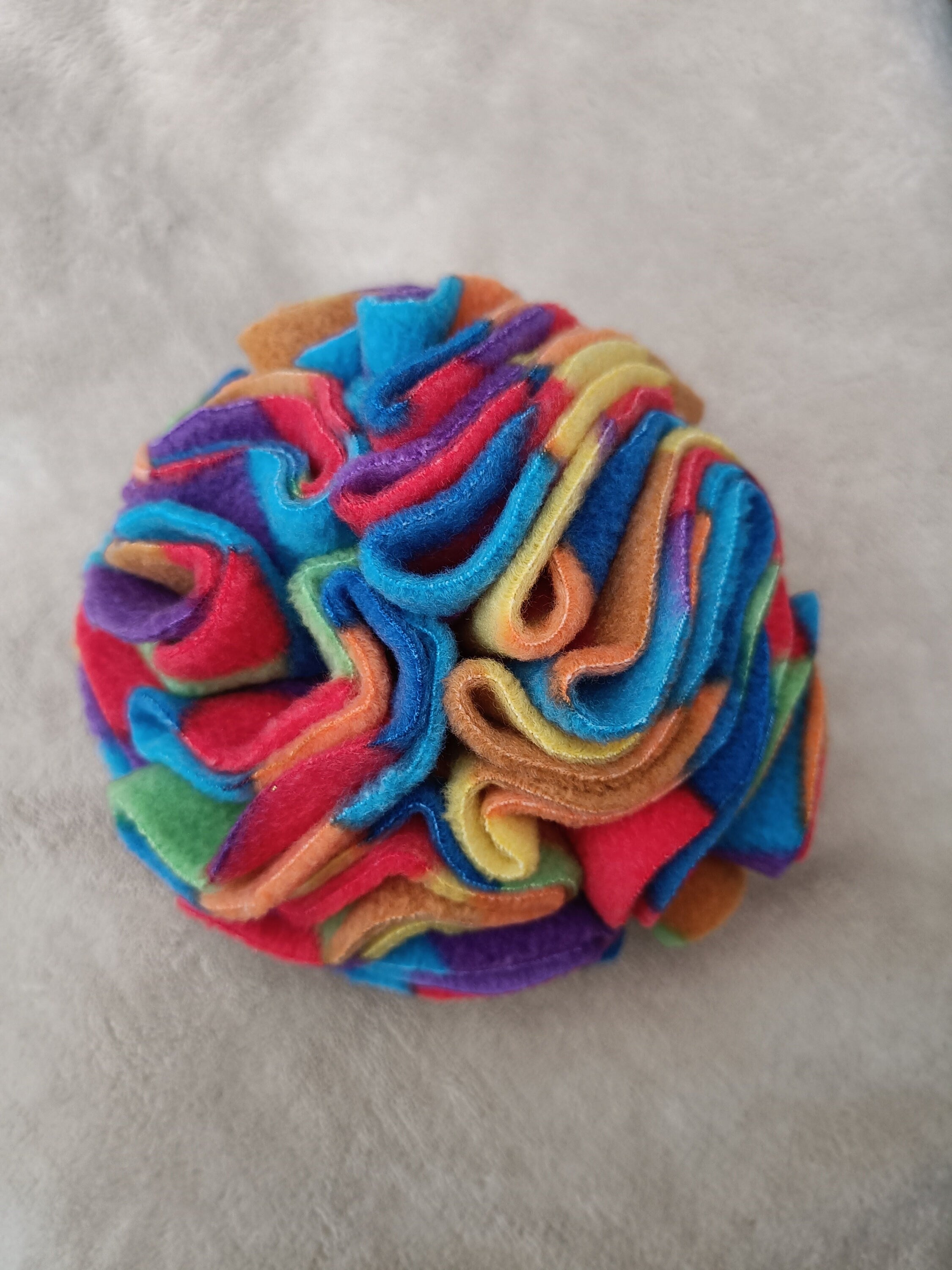 Snuffle Ball for Dogs, fleece pet toy, treat dispenser, star ball