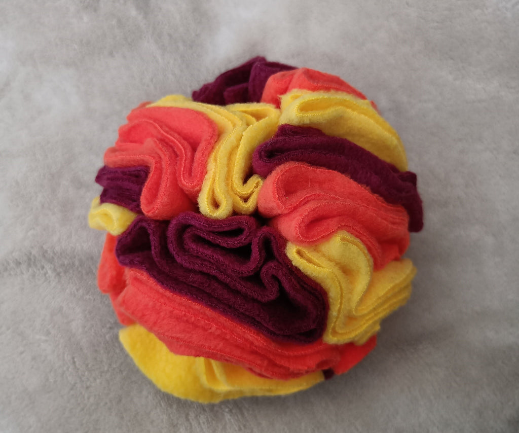 Snuffle Ball for Dogs, fleece pet toy, treat dispenser, star ball