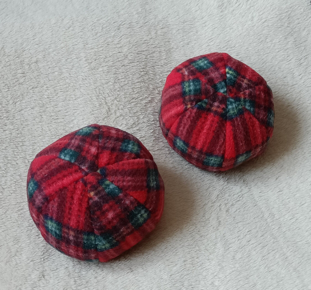Soft Balls for dogs, sheepskin stuffed, tartan fleece, squeaker option available