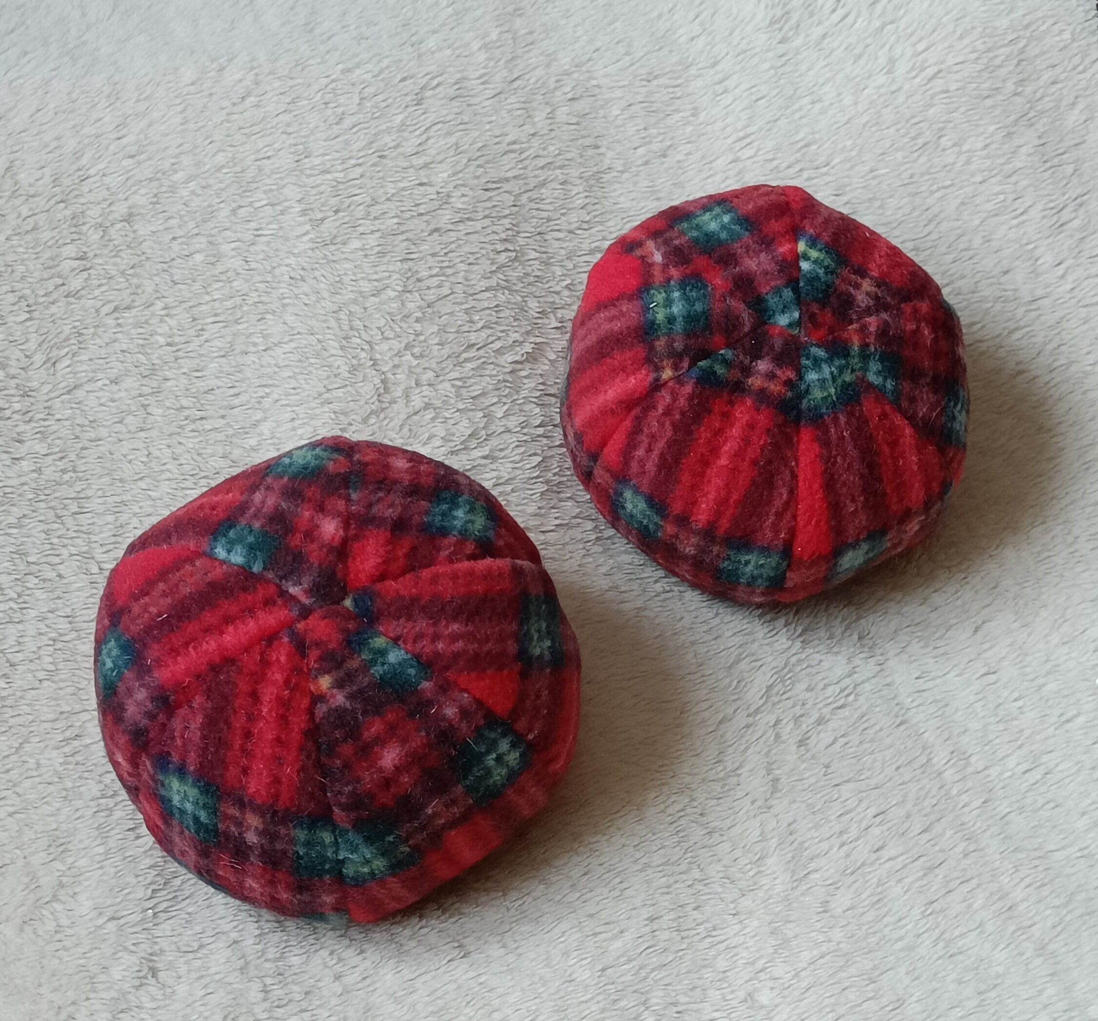 Soft Balls for dogs, sheepskin stuffed, tartan fleece, squeaker option available