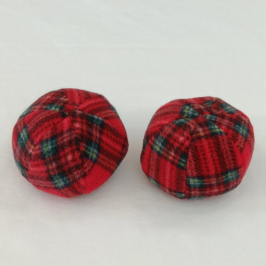 Soft Balls for dogs, sheepskin stuffed, tartan fleece, squeaker option available