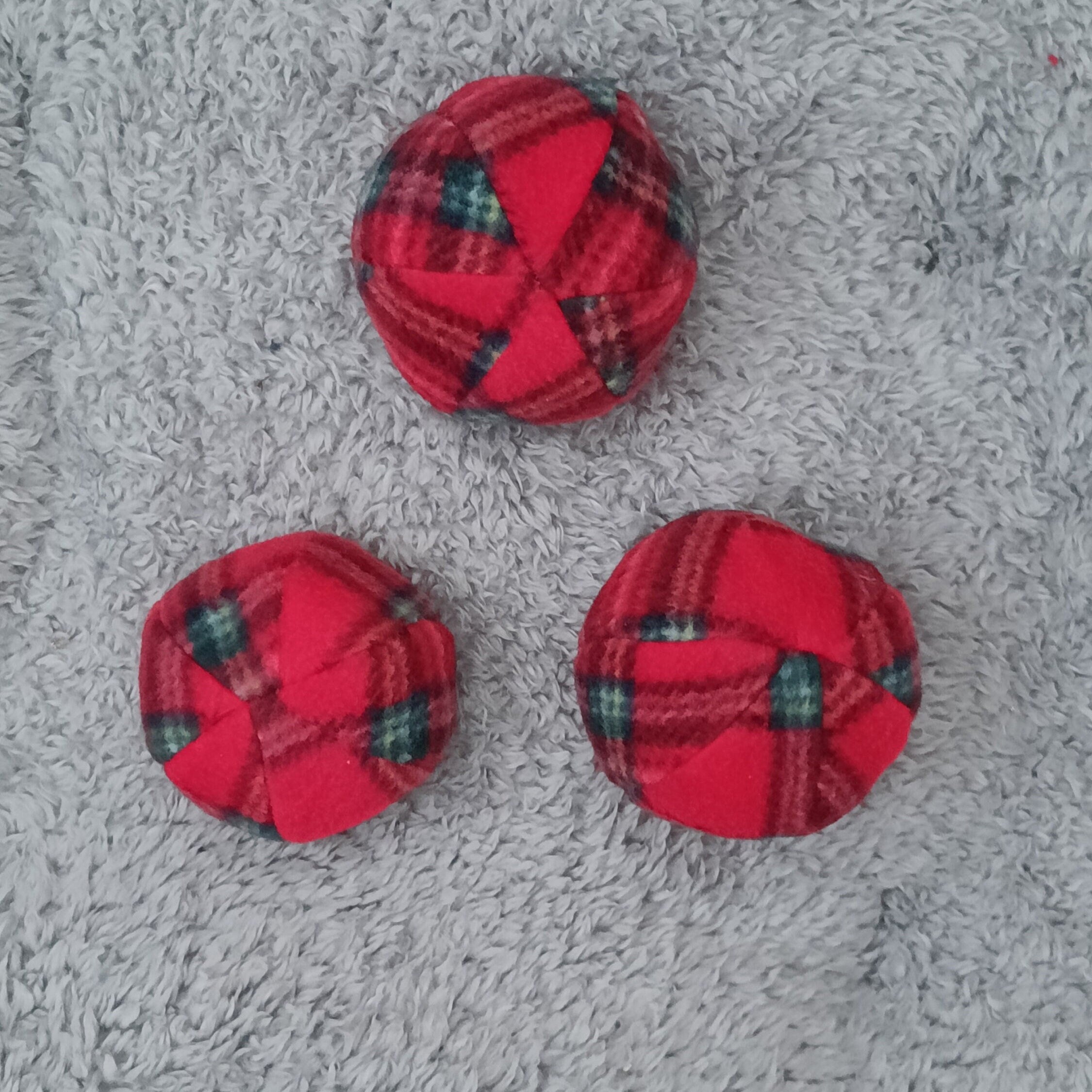 Soft Balls for dogs, sheepskin stuffed, tartan fleece, squeaker option available