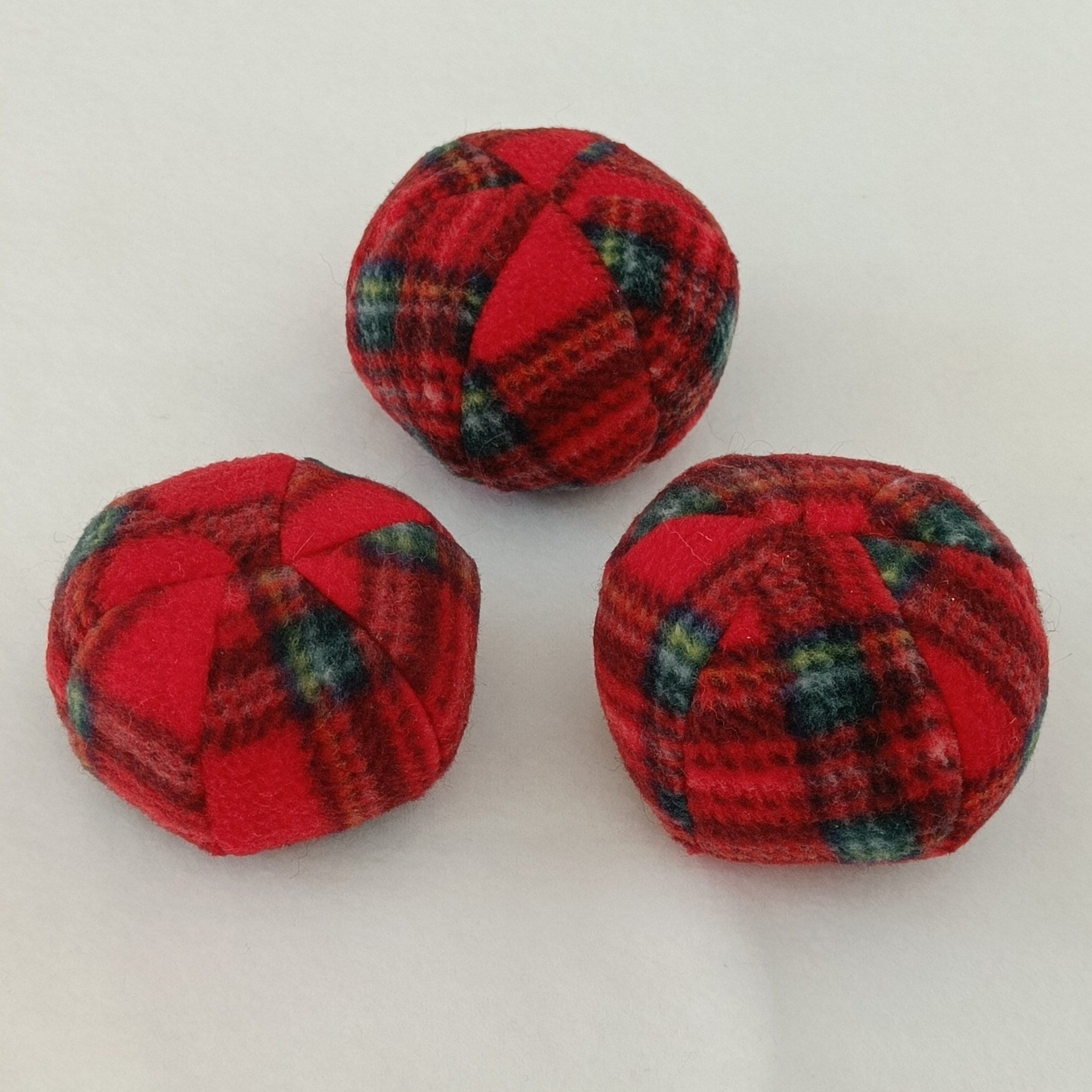 Soft Balls for dogs, sheepskin stuffed, tartan fleece, squeaker option available