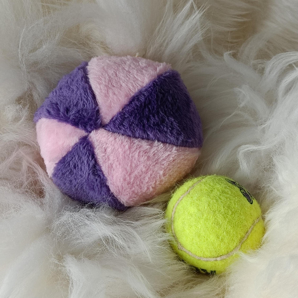 Soft plush fleece dog ball sheepskin filled - squeaker option available