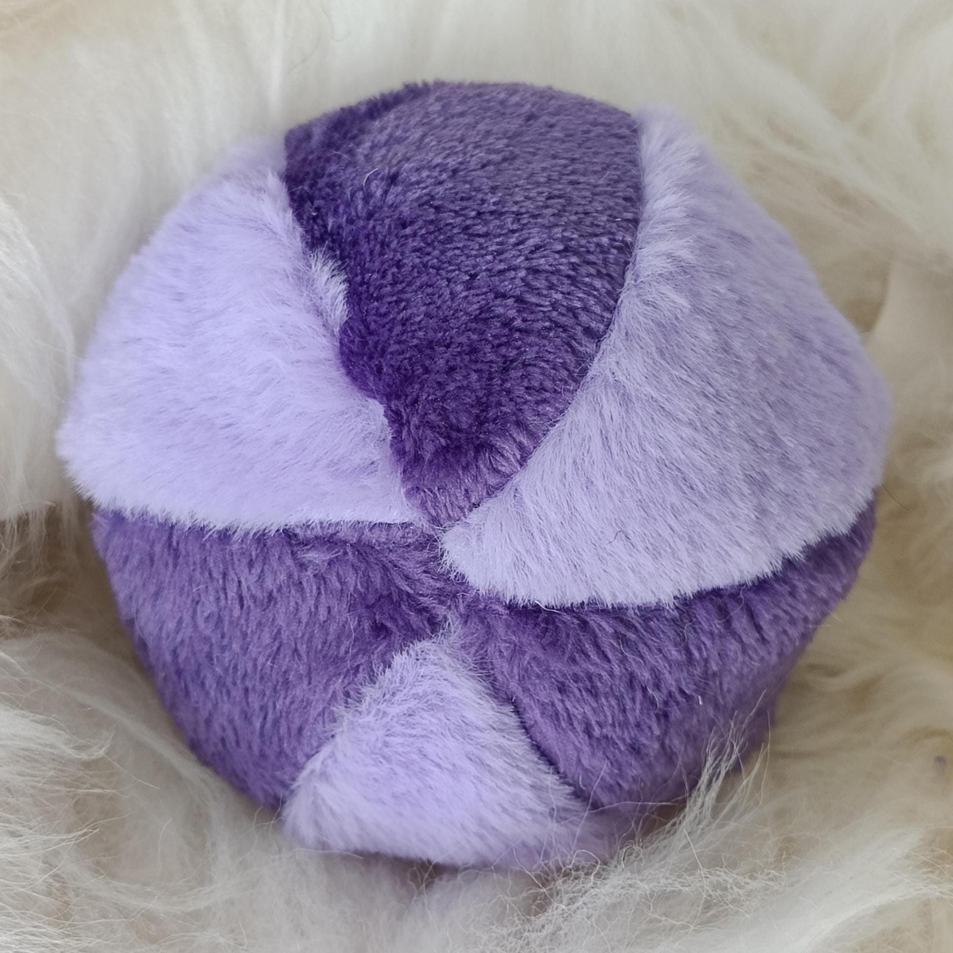 Dog ball made in soft plush fleece filled with sheepskin - squeaker option available