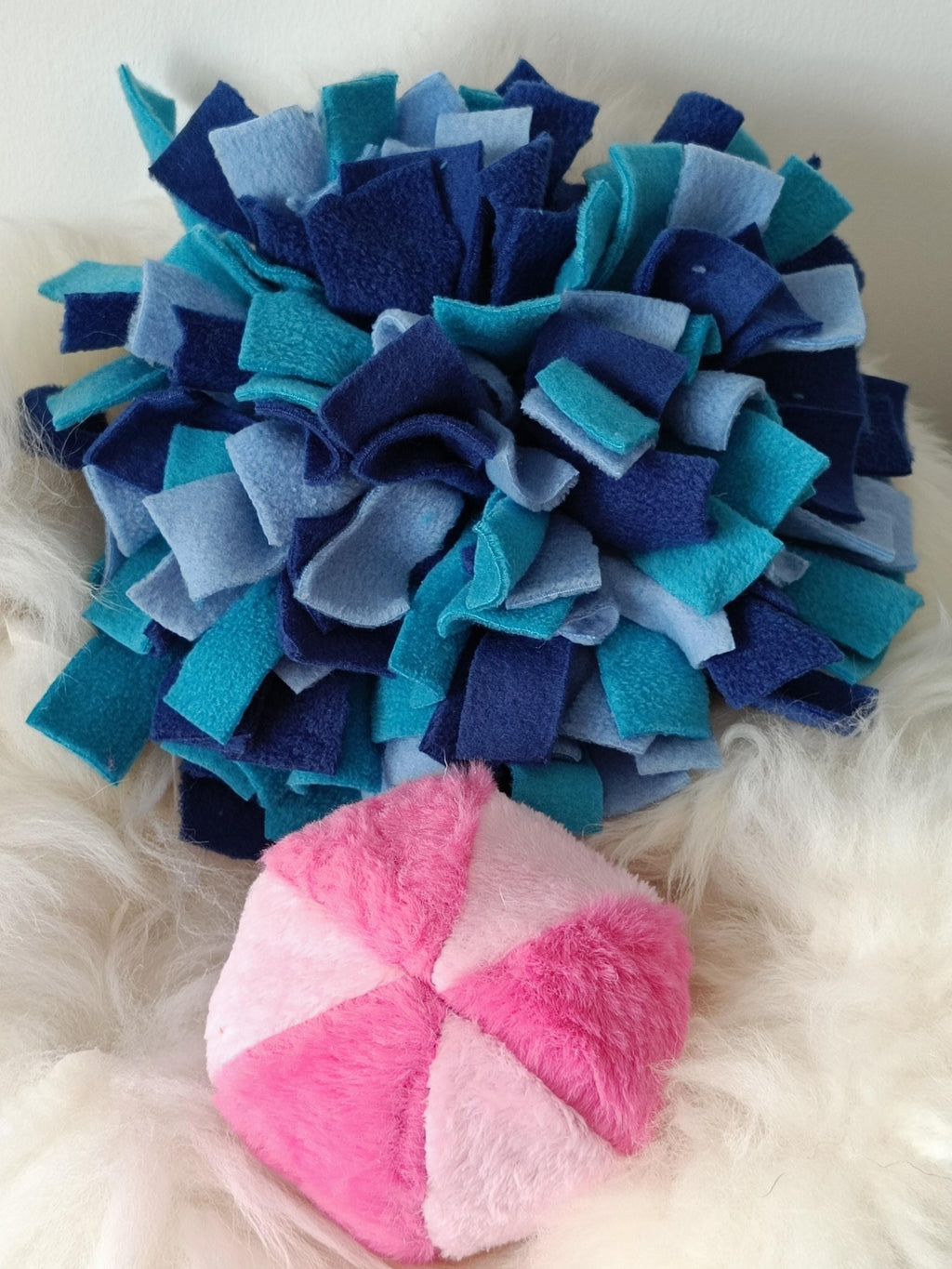 Soft plush fleece ball sheepskin filled - squeaker option available
