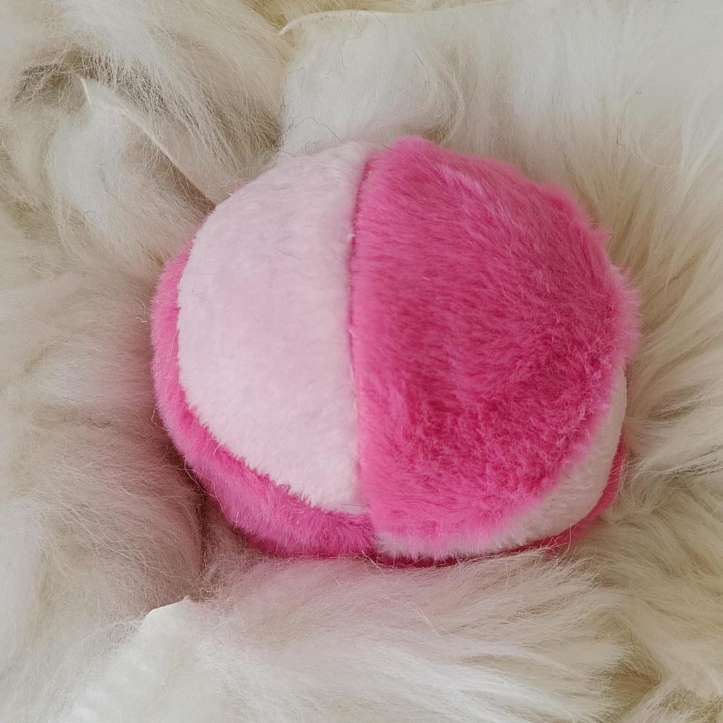 Soft plush fleece ball sheepskin filled - squeaker option available