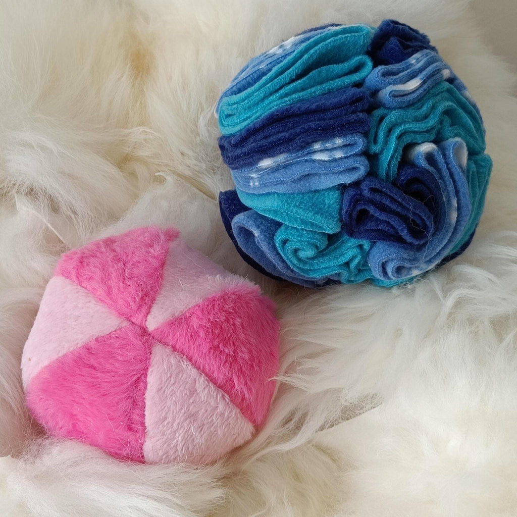 Soft plush fleece ball sheepskin filled - squeaker option available