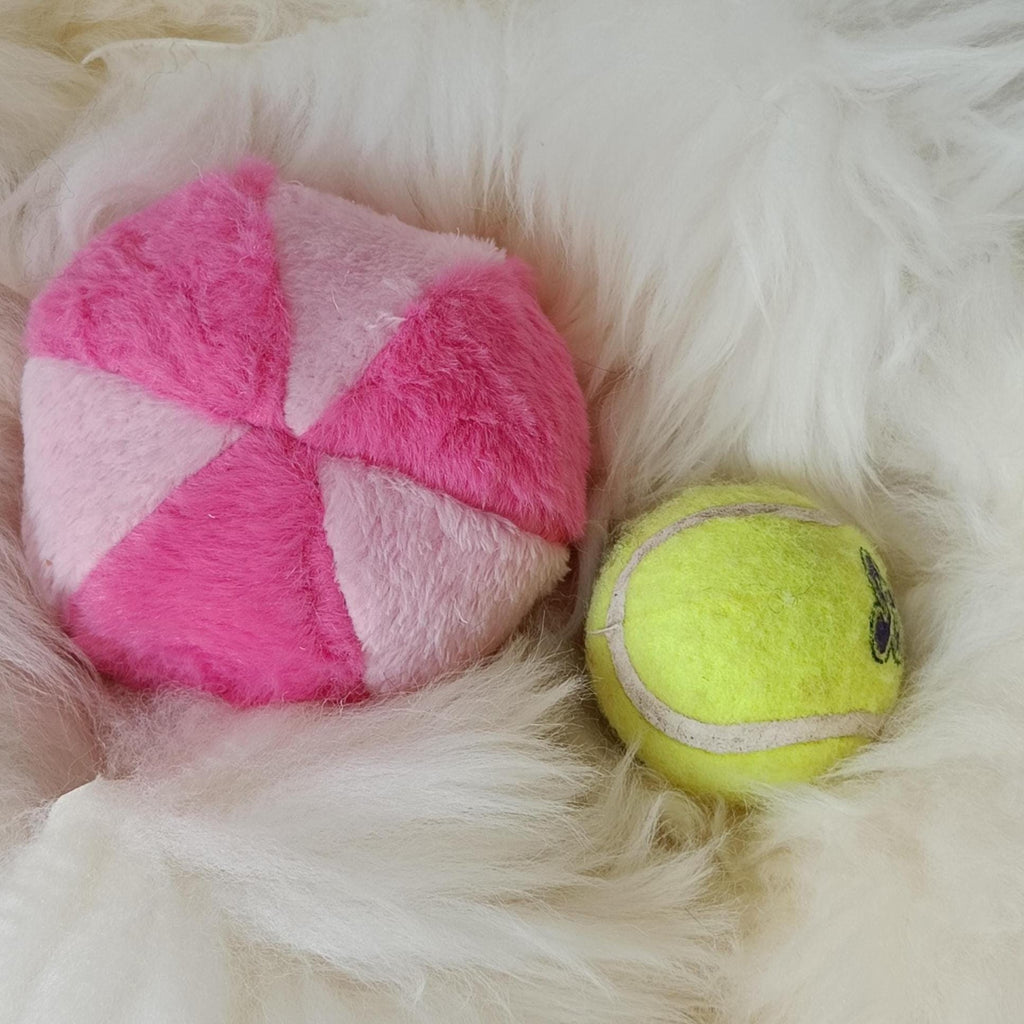 Soft plush fleece ball sheepskin filled - squeaker option available