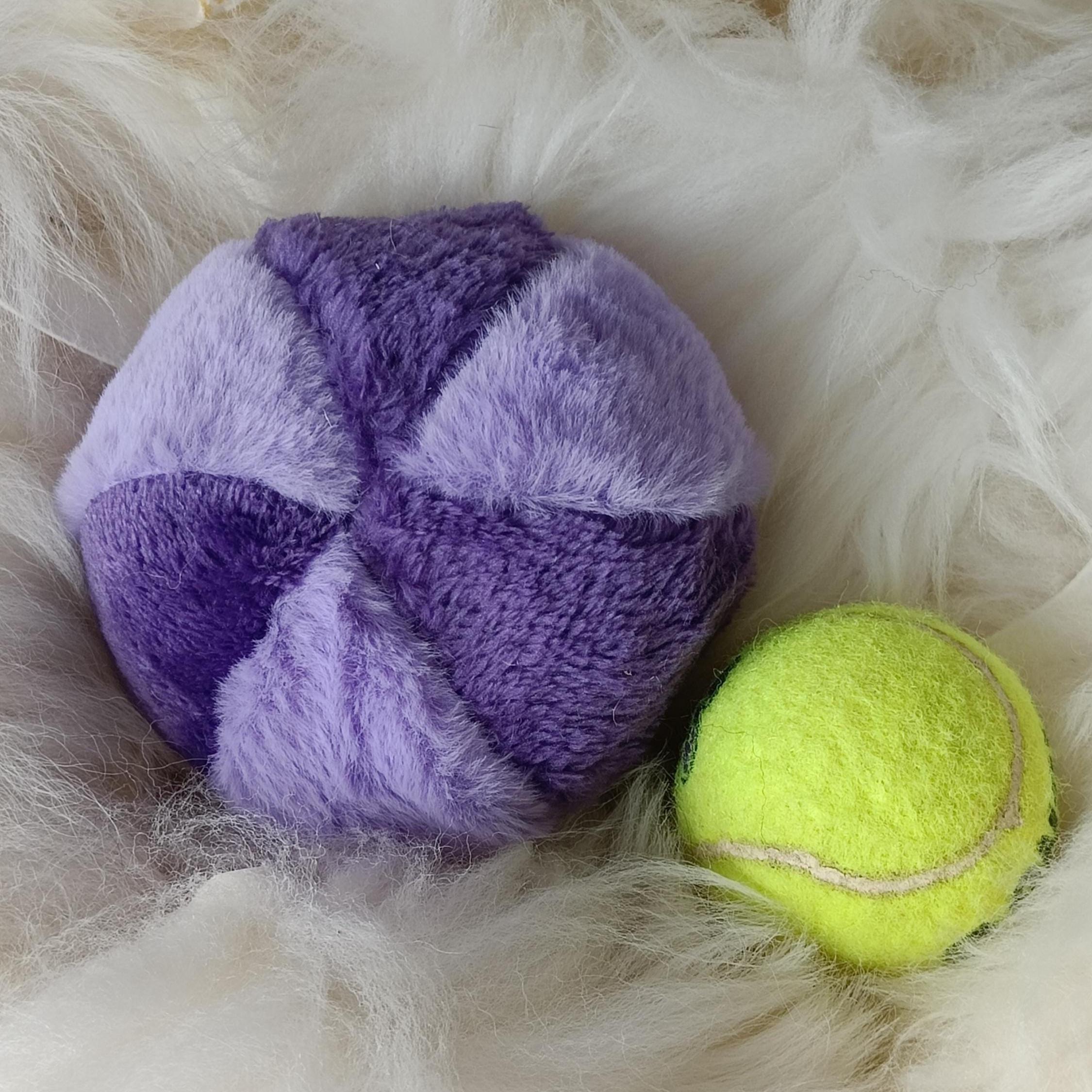 Dog ball made in soft plush fleece filled with sheepskin - squeaker option available