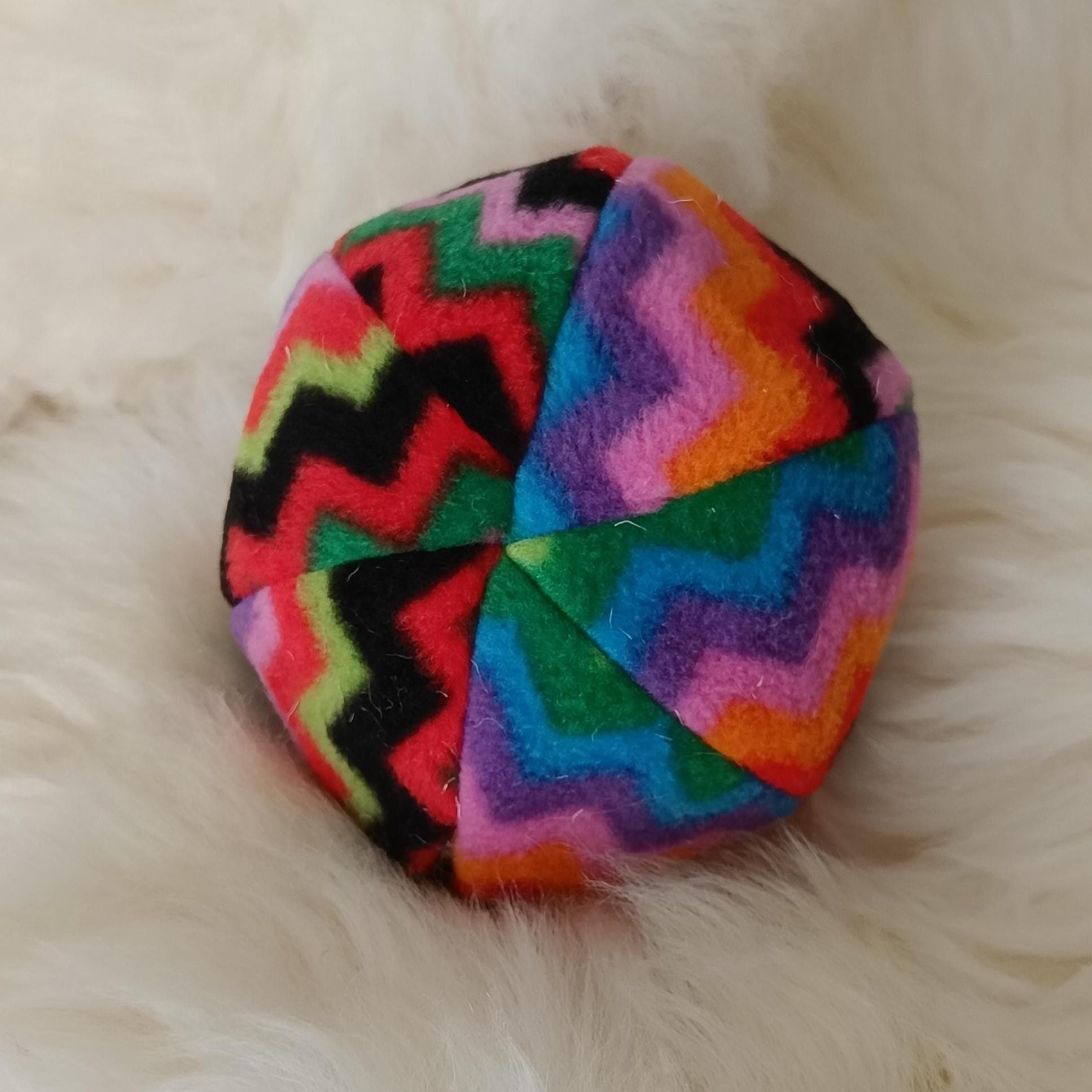 Fleece soft ball dog toy filled with sheepskin - squeaker option available