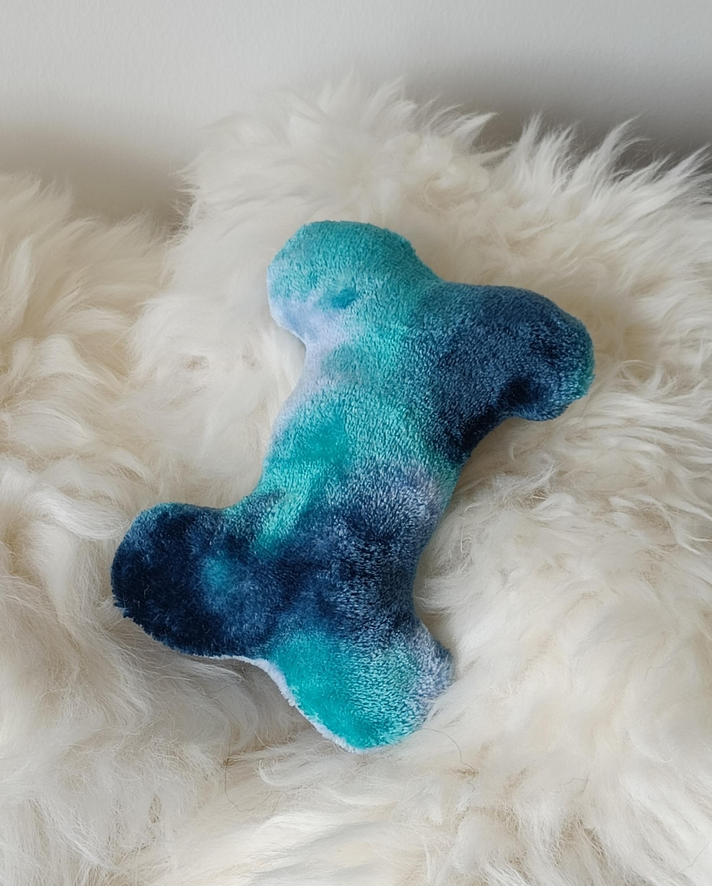 Dog bone filled with sheepskin, plush fleece pet toy, squeaker option available