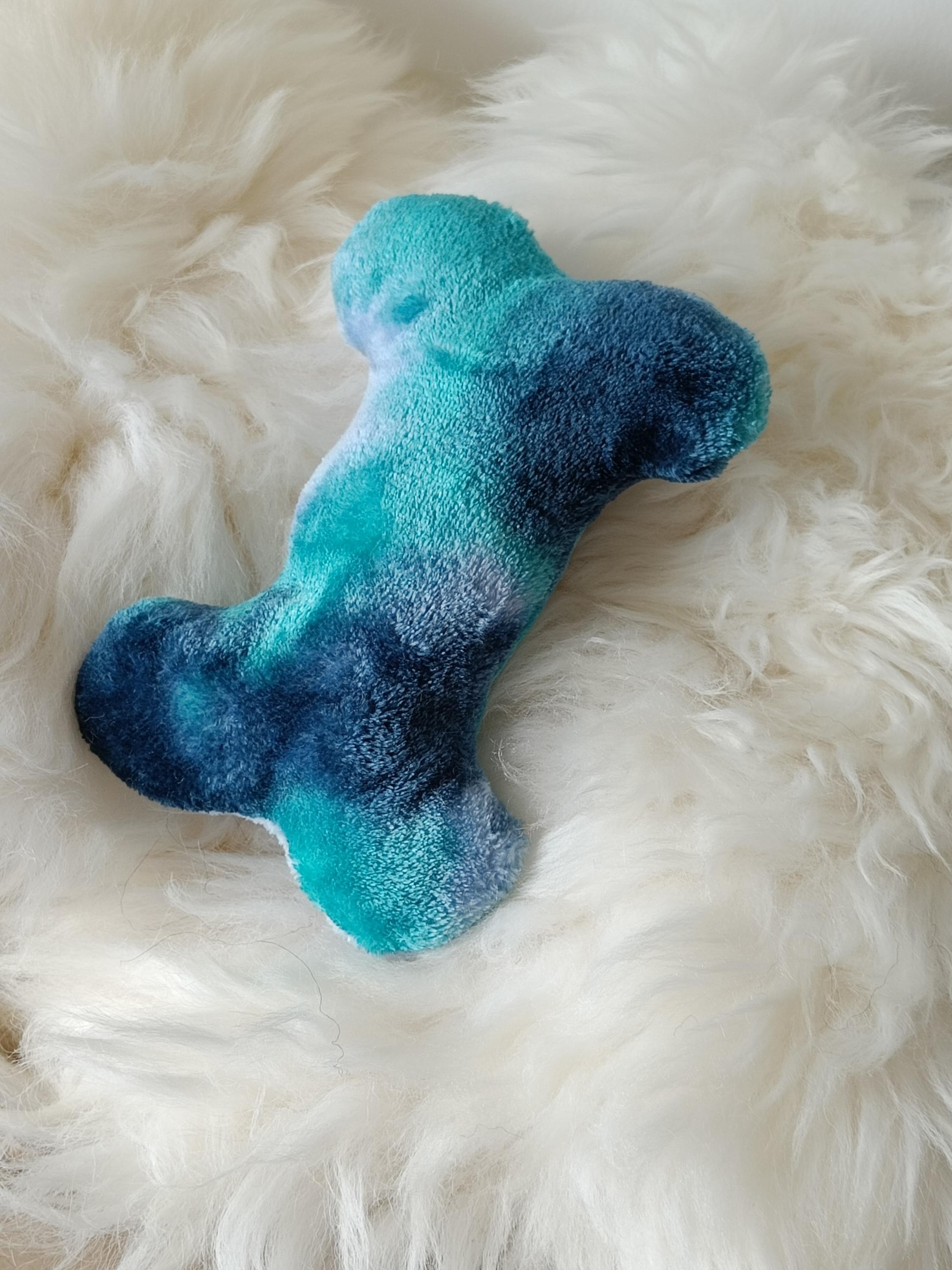 Dog bone filled with sheepskin, plush fleece pet toy, squeaker option available