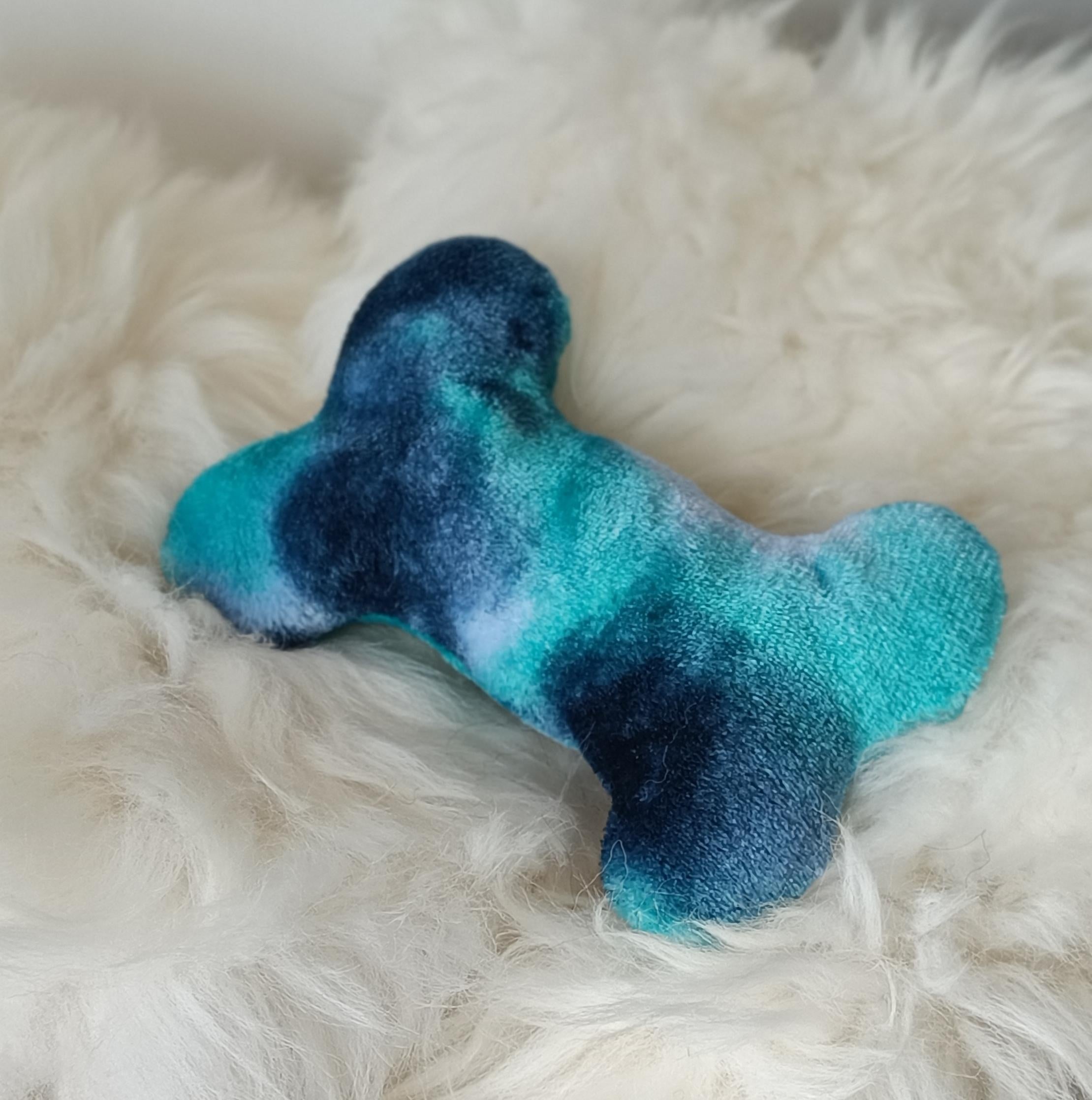 Dog bone filled with sheepskin, plush fleece pet toy, squeaker option available