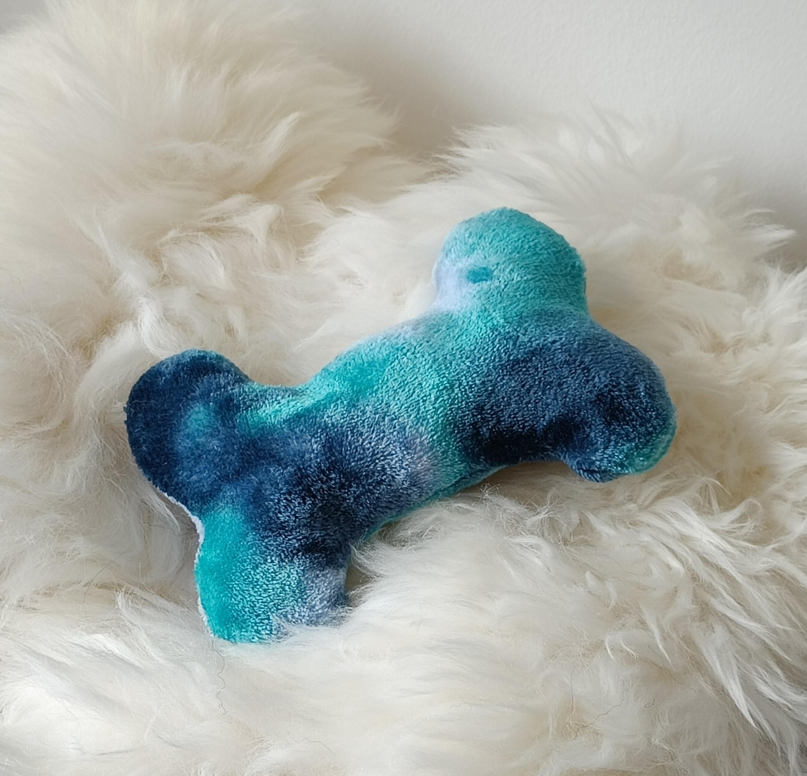 Dog bone filled with sheepskin, plush fleece pet toy, squeaker option available