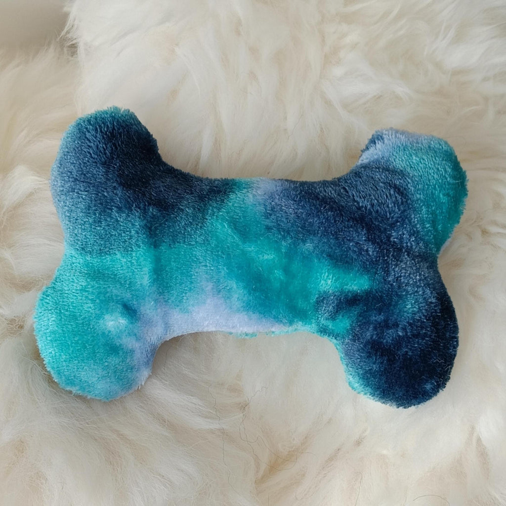 Dog bone filled with sheepskin, plush fleece pet toy, squeaker option available