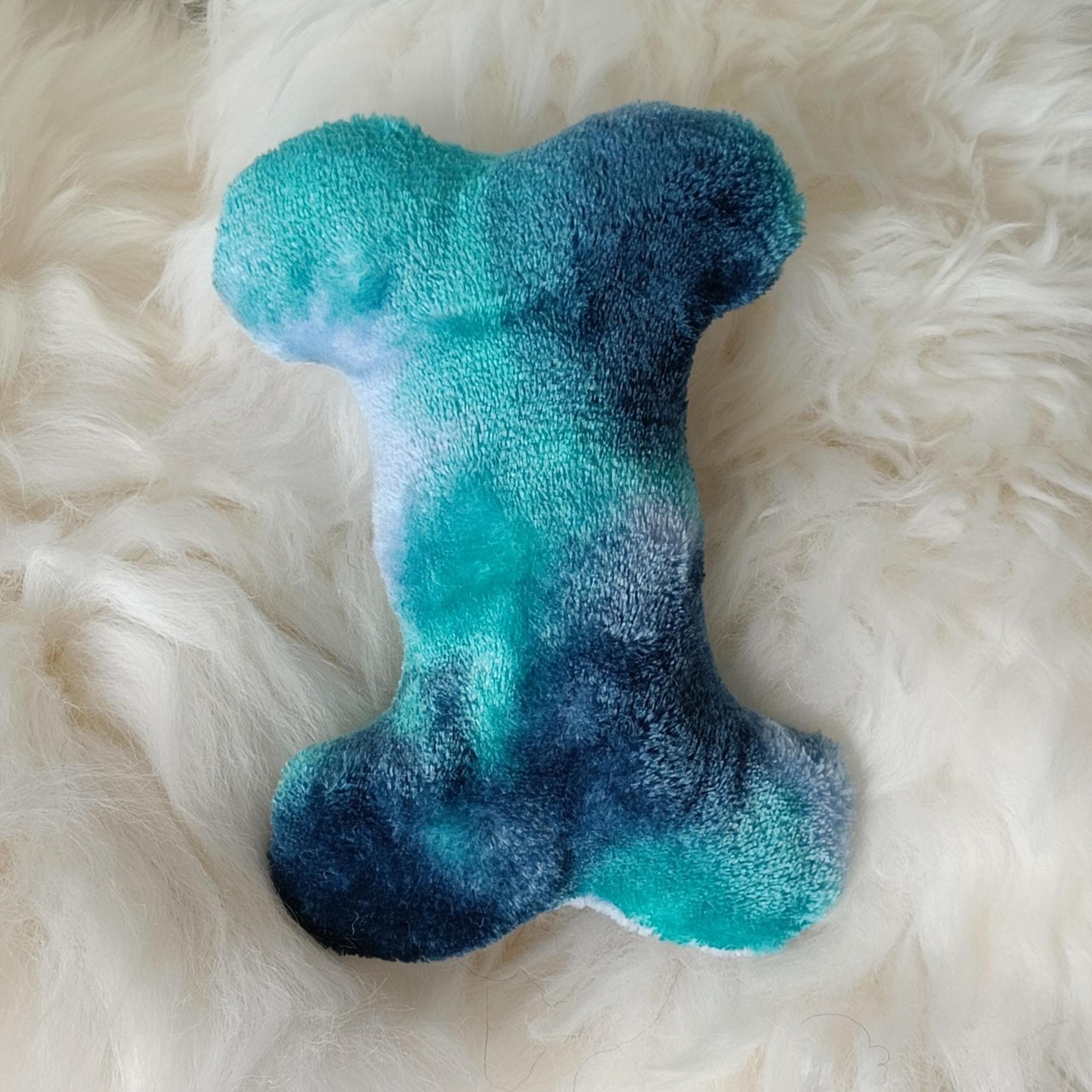 Dog bone filled with sheepskin, plush fleece pet toy, squeaker option available
