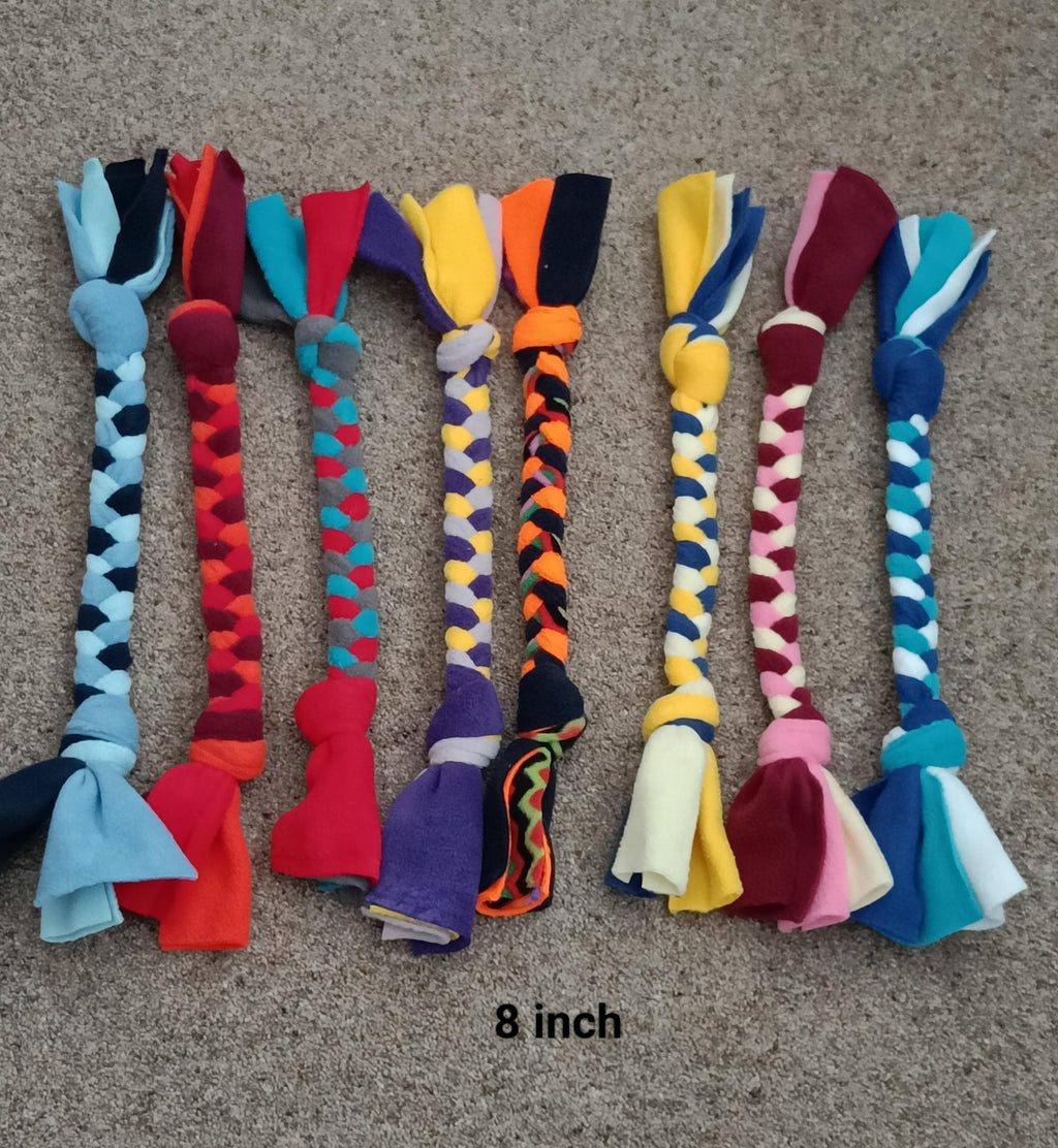 Fleece plaited Dog tug Multicolored Puppy Chew training toy, throw and fetch game