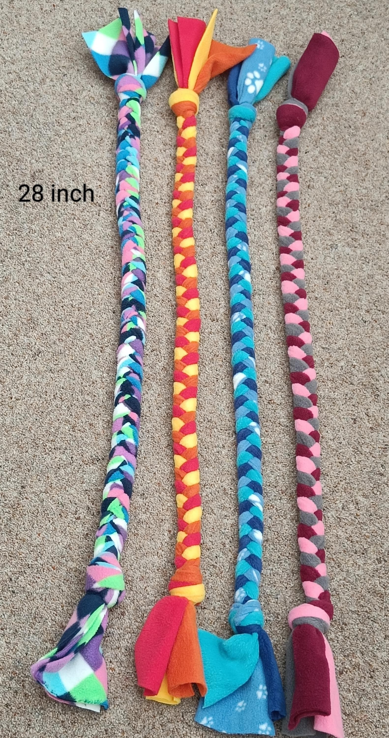 Fleece plaited Dog tug Multicolored Puppy Chew training toy, throw and fetch game