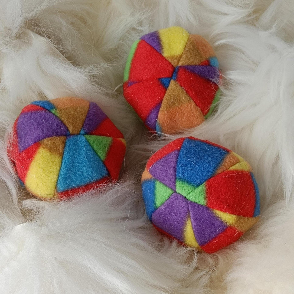 Soft Balls for dogs, sheepskin stuffed, tartan fleece, squeaker option available