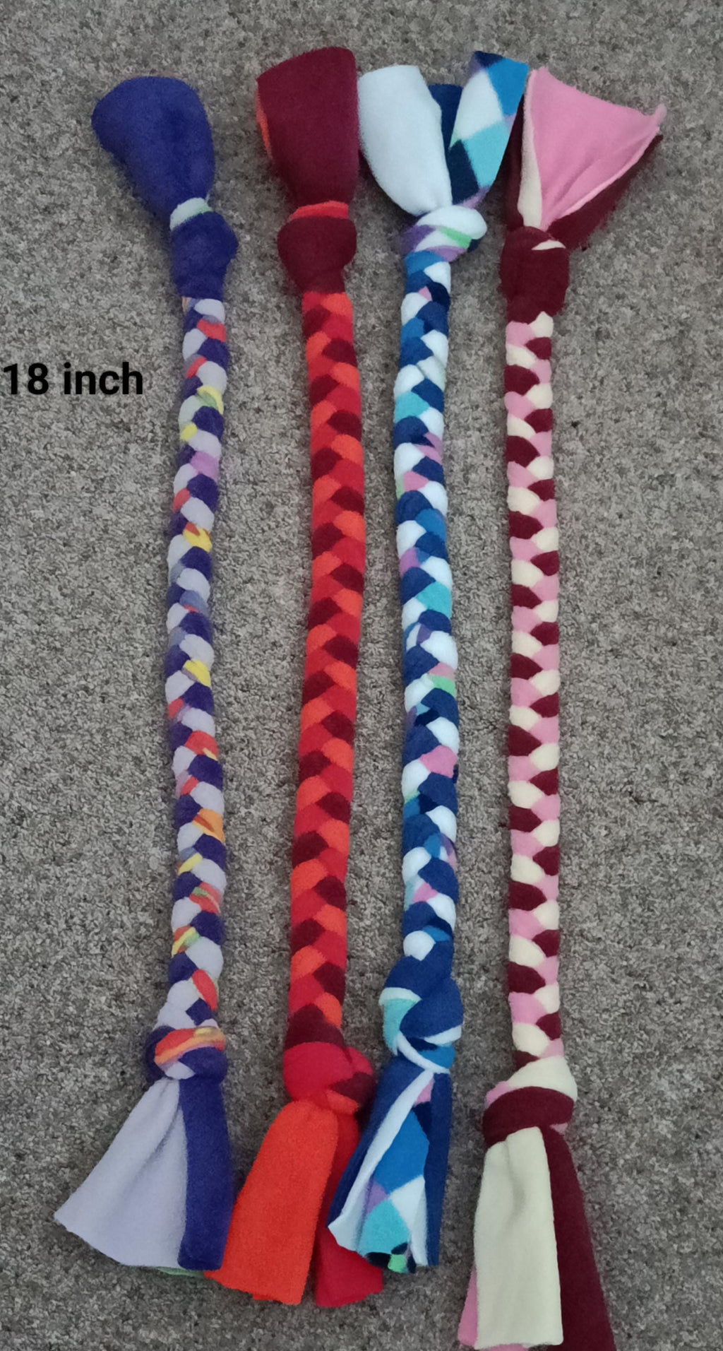 Fleece plaited Dog tug Multicolored Puppy Chew training toy, throw and fetch game