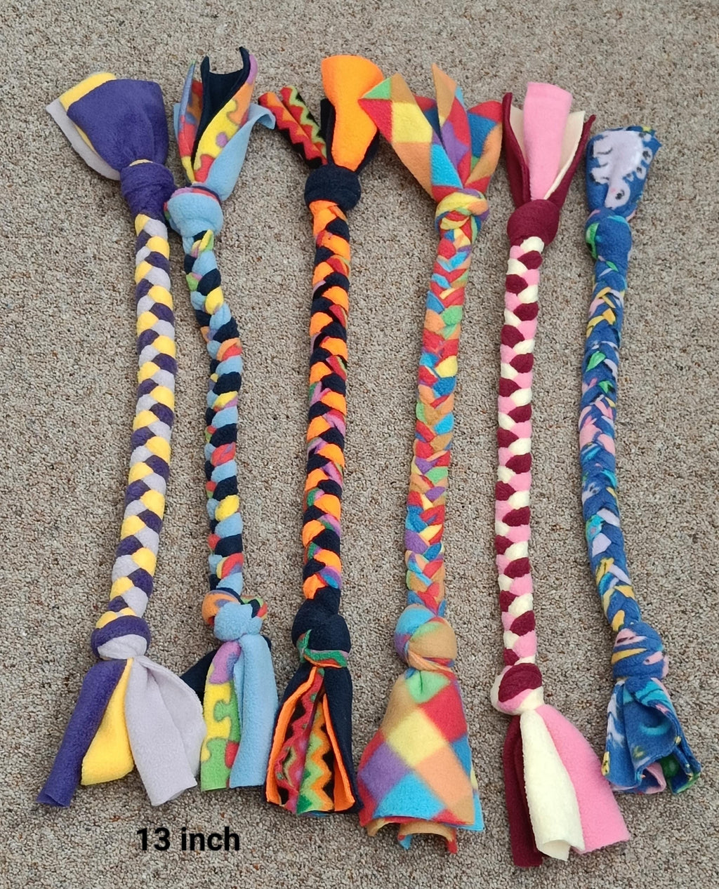 Fleece plaited Dog tug Multicolored Puppy Chew training toy, throw and fetch game