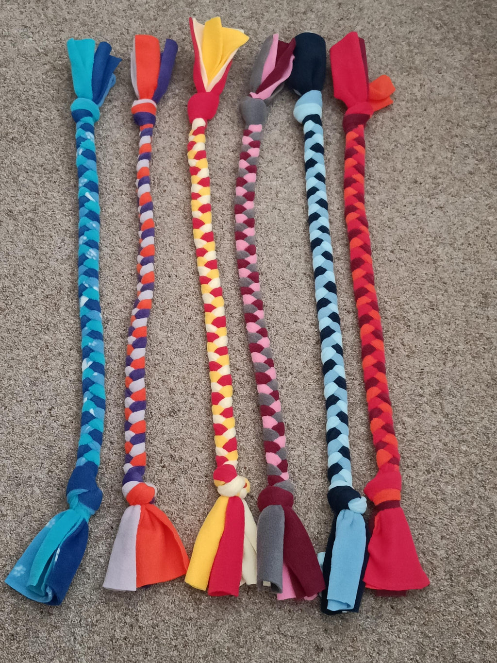Fleece plaited Dog tug Multicolored Puppy Chew training toy, throw and fetch game
