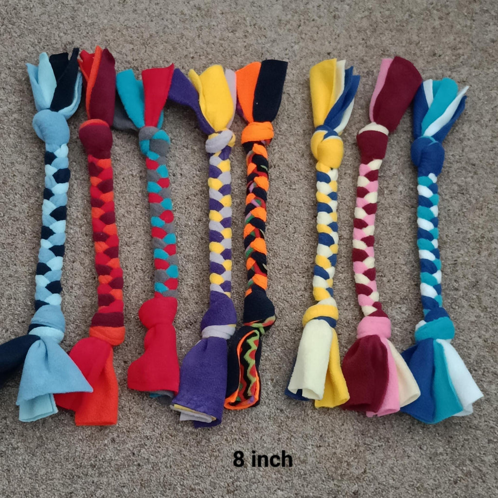 Fleece plaited Dog tug Multicolored Puppy Chew training toy, throw and fetch game
