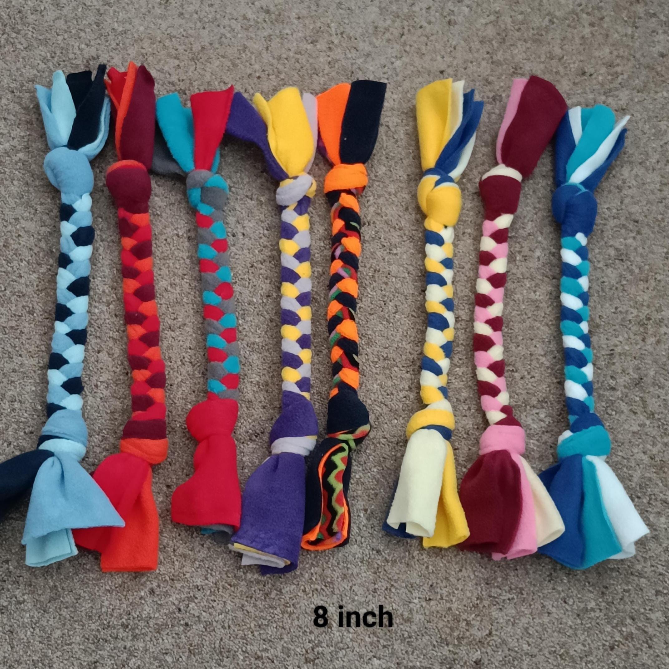 Fleece plaited Dog tug Multicolored Puppy Chew training toy, throw and fetch game