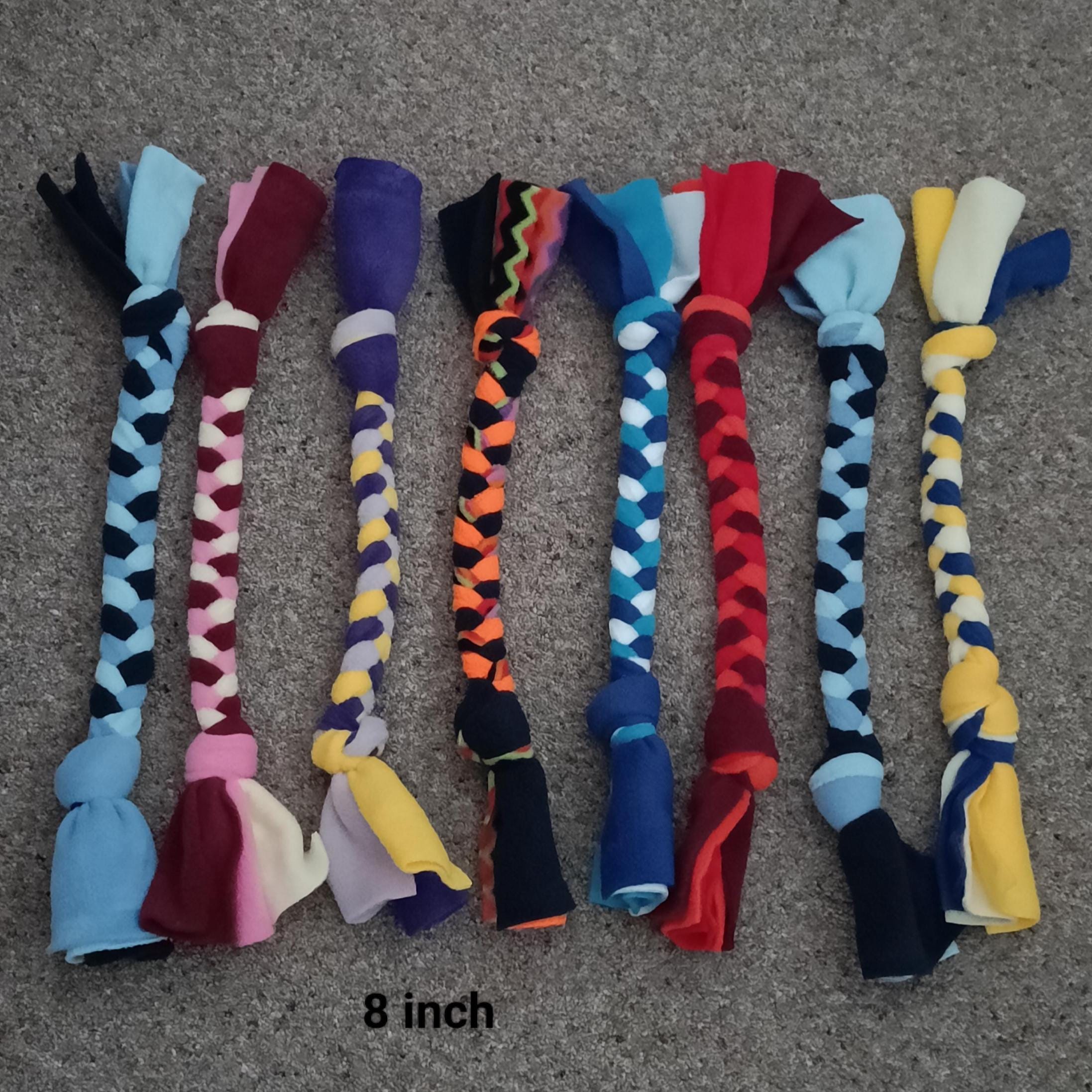 Fleece plaited Dog tug Multicolored Puppy Chew training toy, throw and fetch game