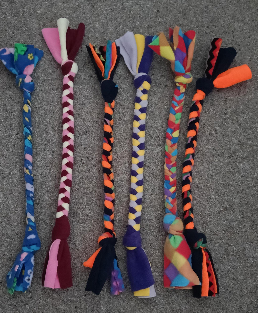 Fleece plaited Dog tug Multicolored Puppy Chew training toy, throw and fetch game