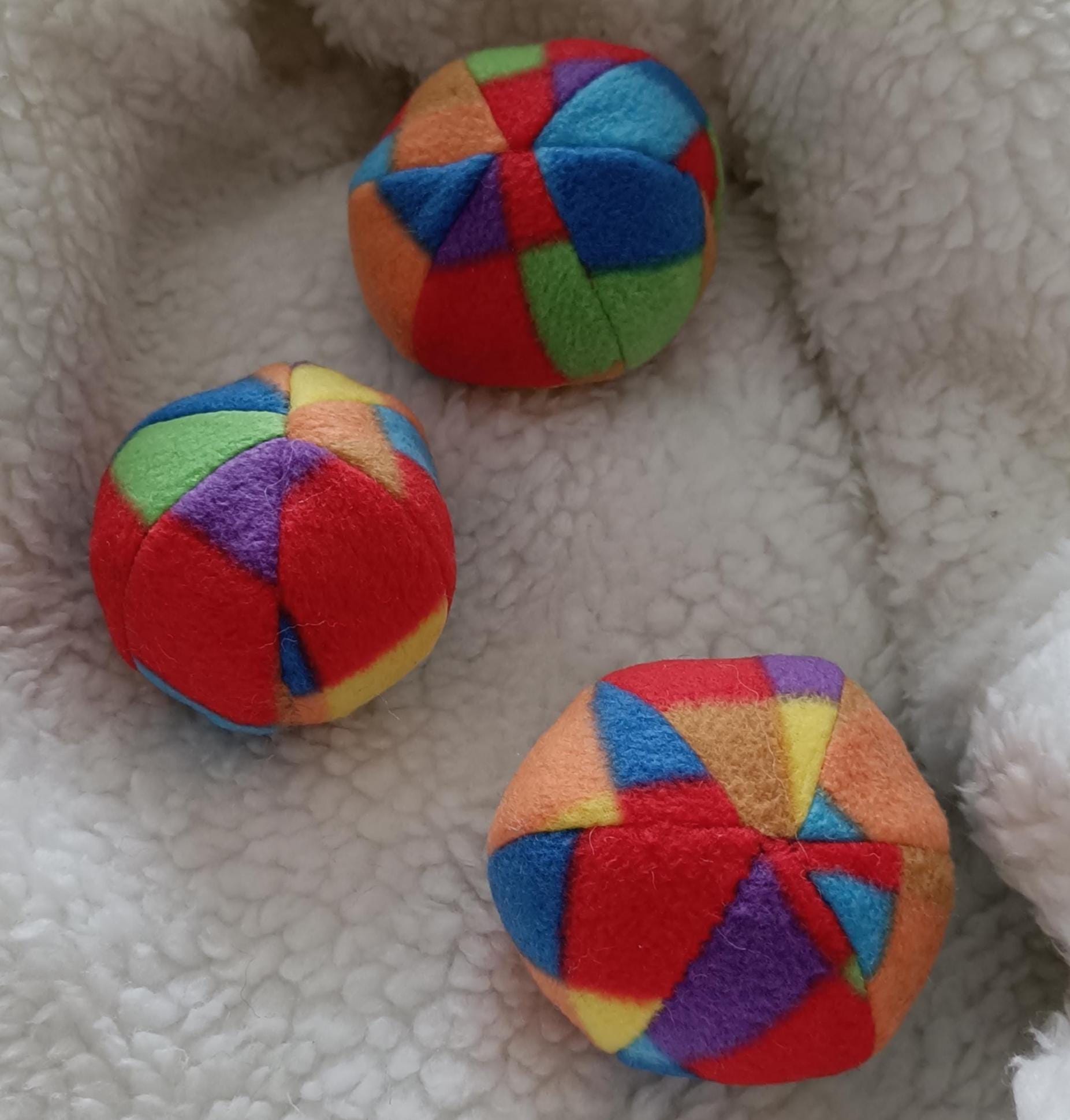 Soft Balls for dogs, sheepskin stuffed, tartan fleece, squeaker option available