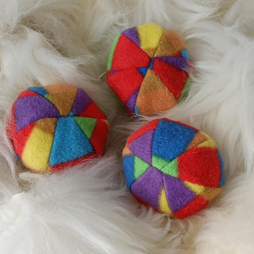 Soft Balls for dogs, sheepskin stuffed, tartan fleece, squeaker option available