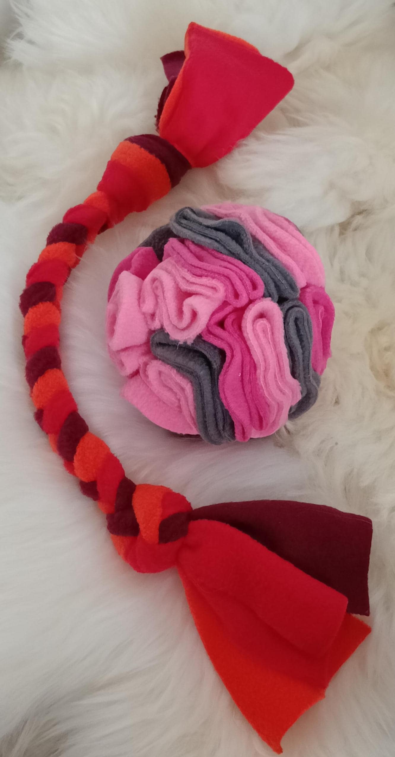 Snuffle Ball for Dogs, fleece pet toy, treat dispenser, star ball