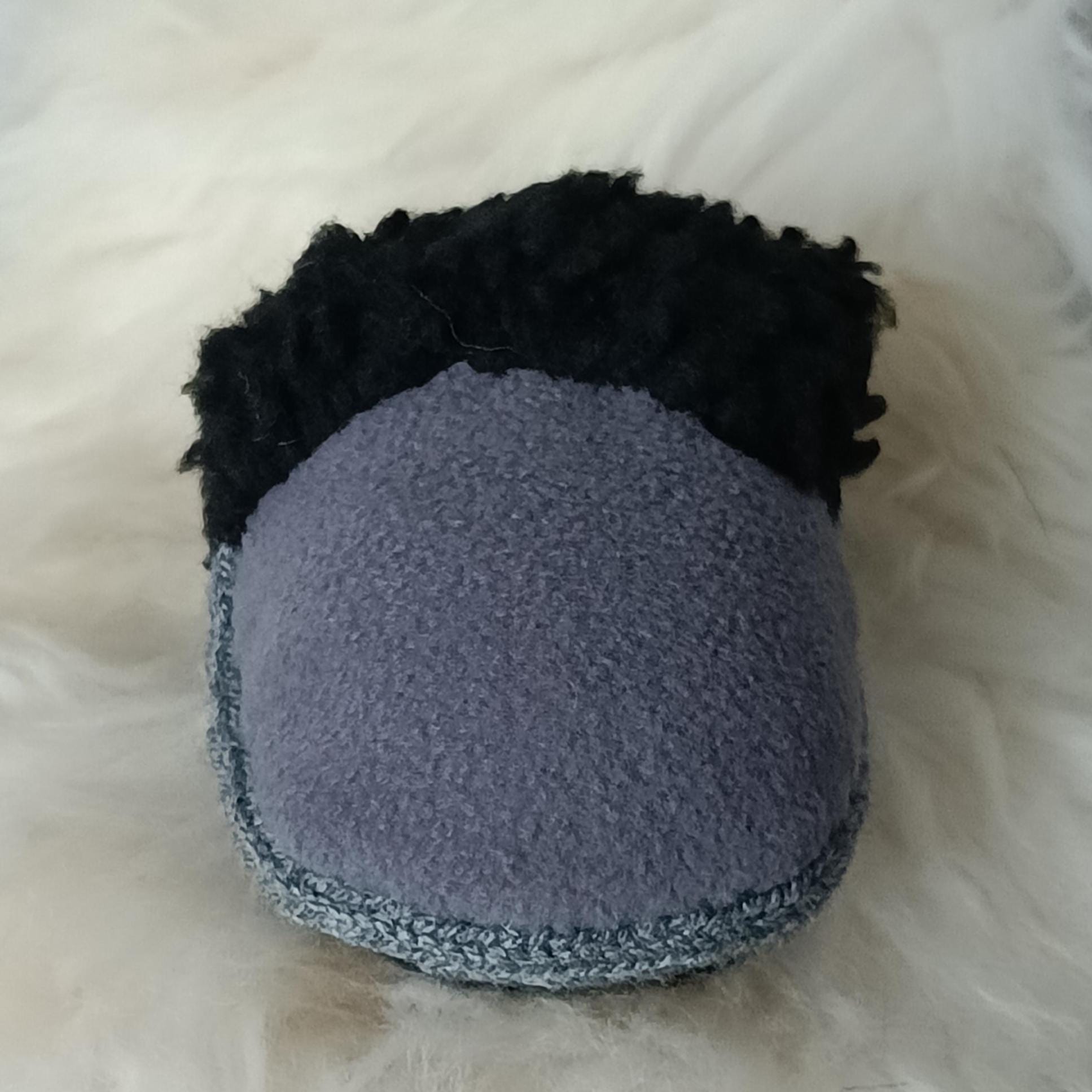Small dogs slipper toy, faux fur and fleece comforter, crunchy crackling dog toy