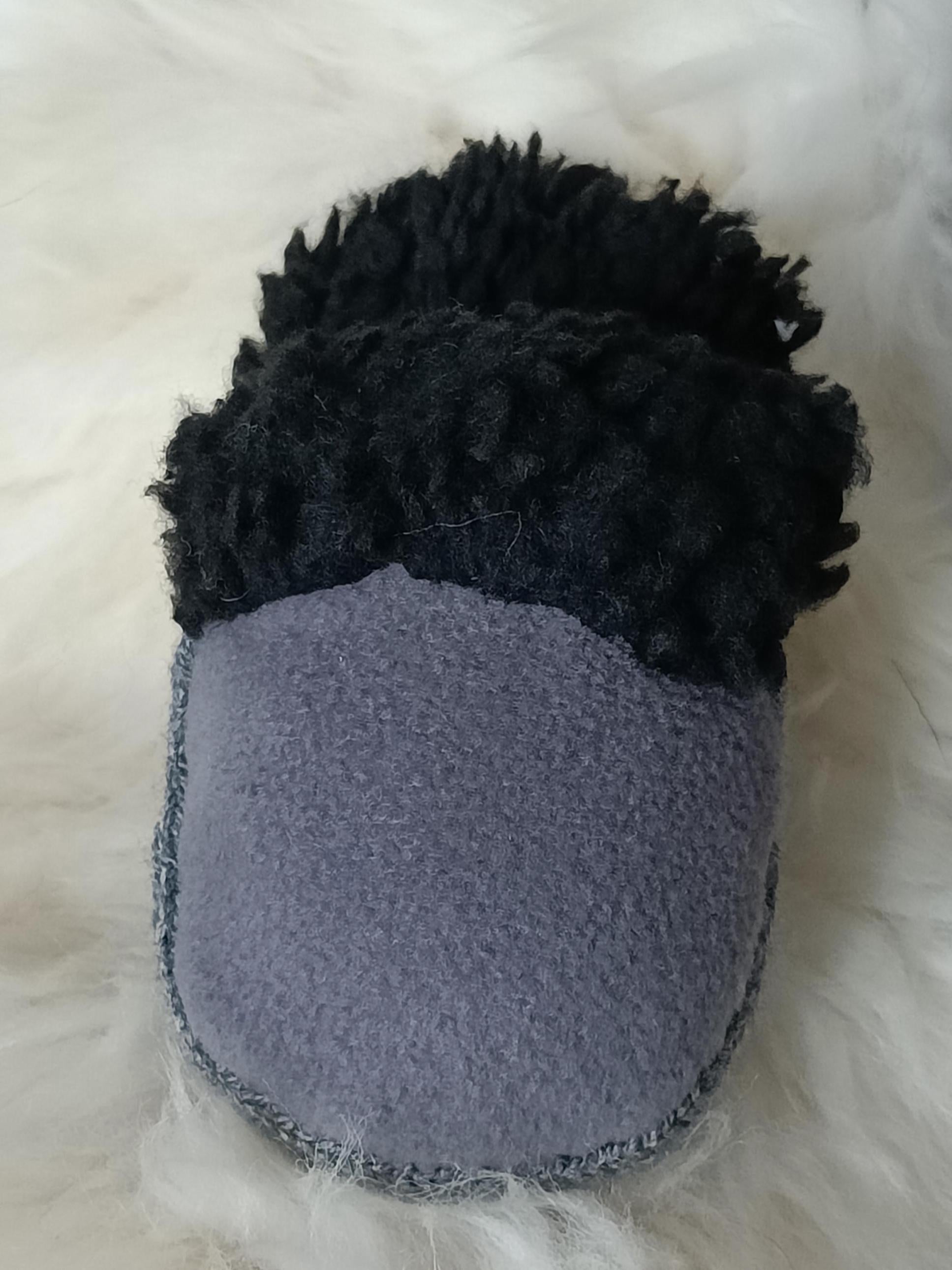 Small dogs slipper toy, faux fur and fleece comforter, crunchy crackling dog toy