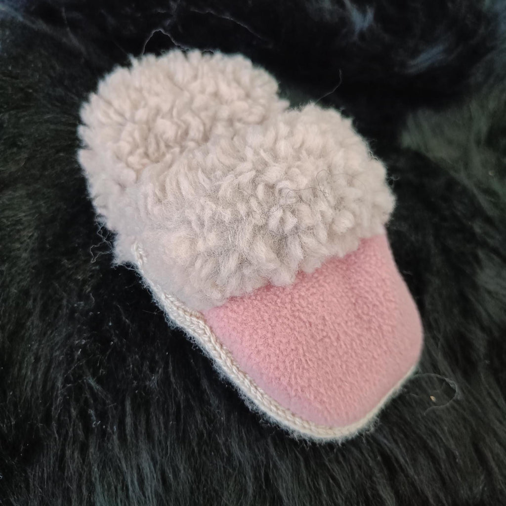 Small dogs slipper toy, faux fur and fleece comforter, crunchy crackling dog toy