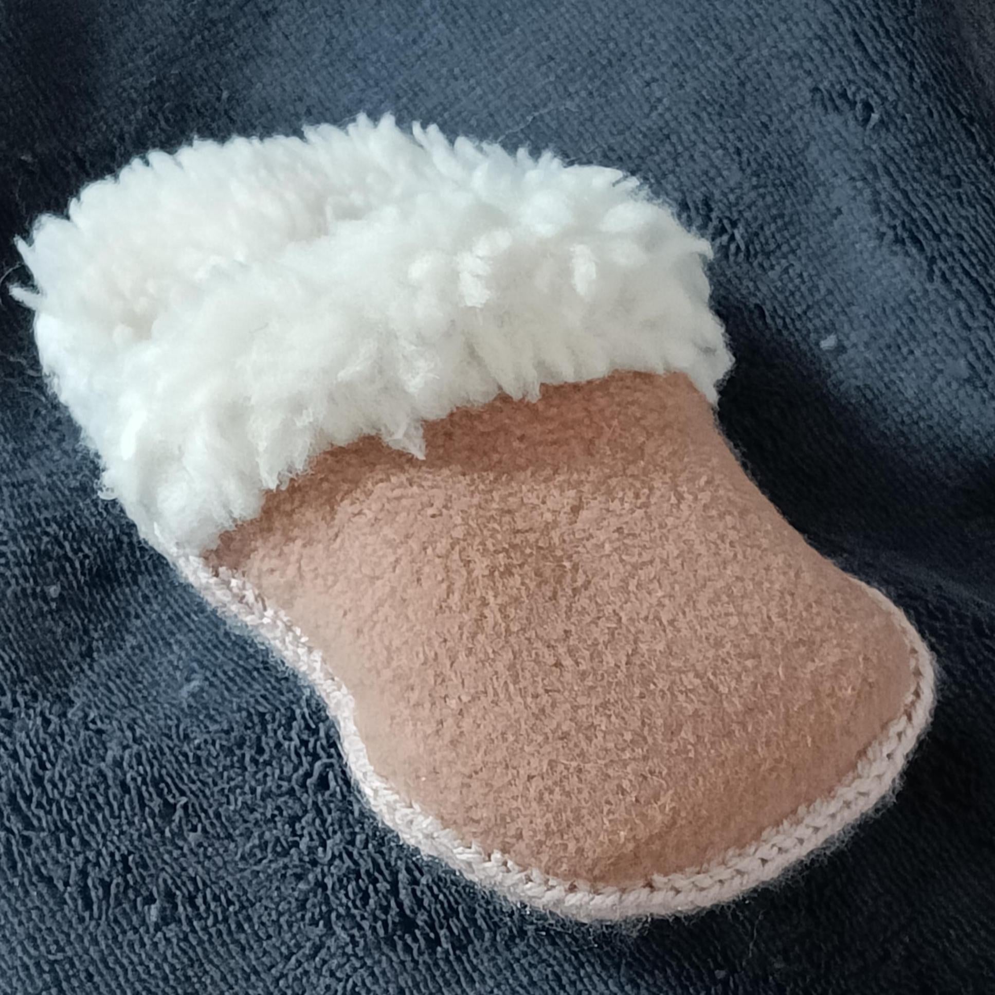 Small dogs slipper toy, faux fur and fleece comforter, crunchy crackling dog toy
