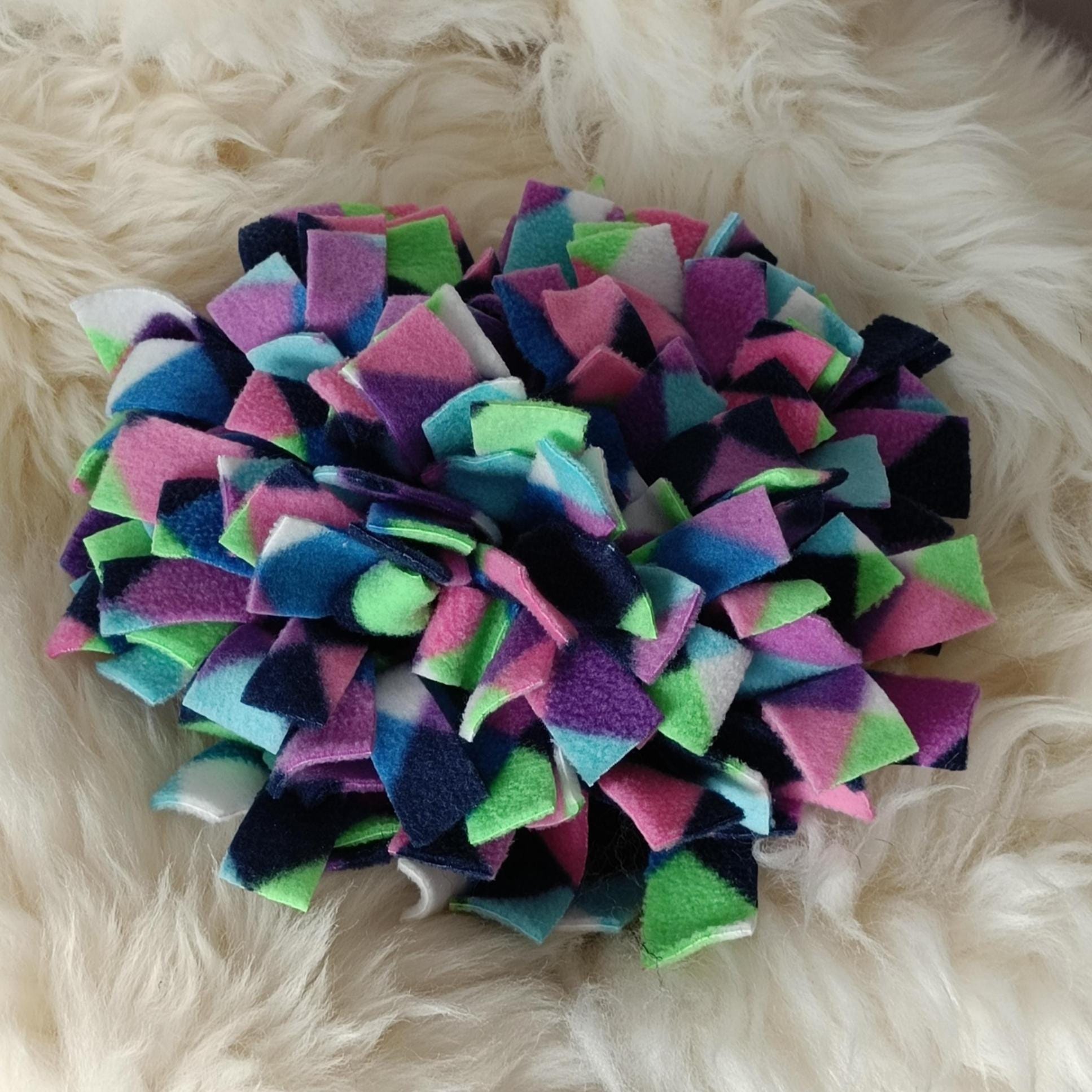 Snuffle mat for small pet, treat dispenser, foraging, sniffing, finding snacks, dog toy