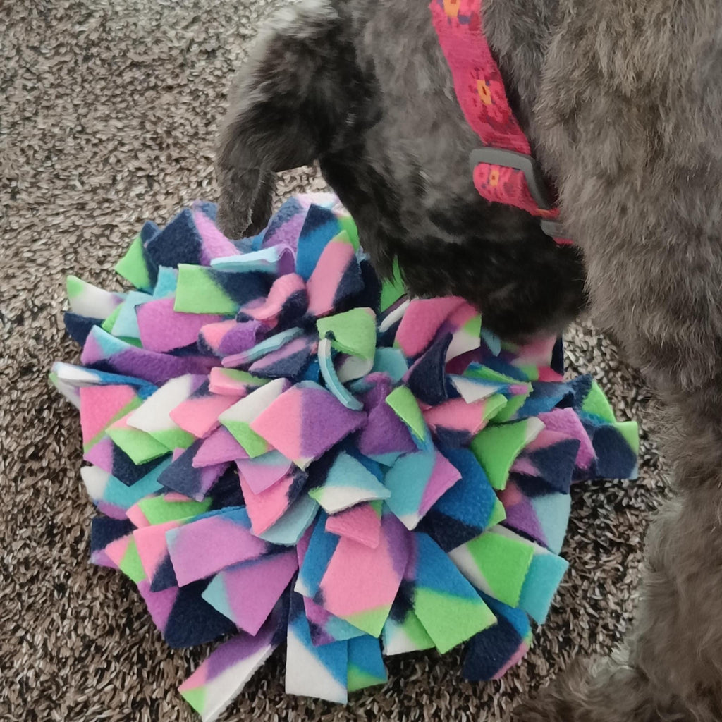 Snuffle mat for small pet, treat dispenser, foraging, sniffing, finding snacks, dog toy