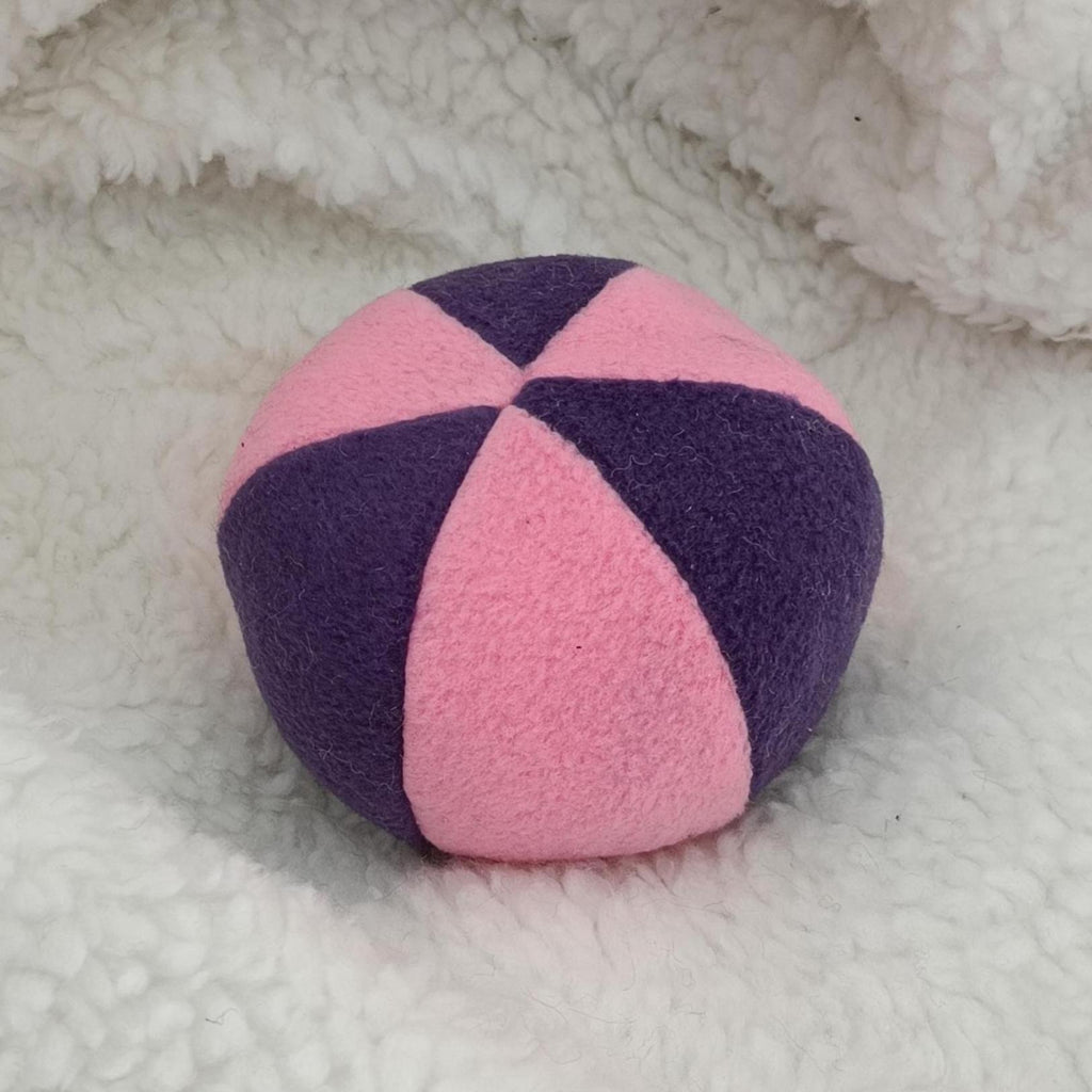 Fleece soft ball dog toy filled with sheepskin - squeaker option available