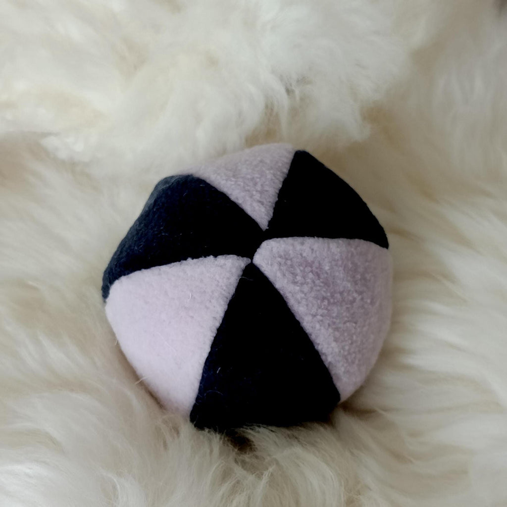 Fleece soft ball dog toy filled with sheepskin - squeaker option available