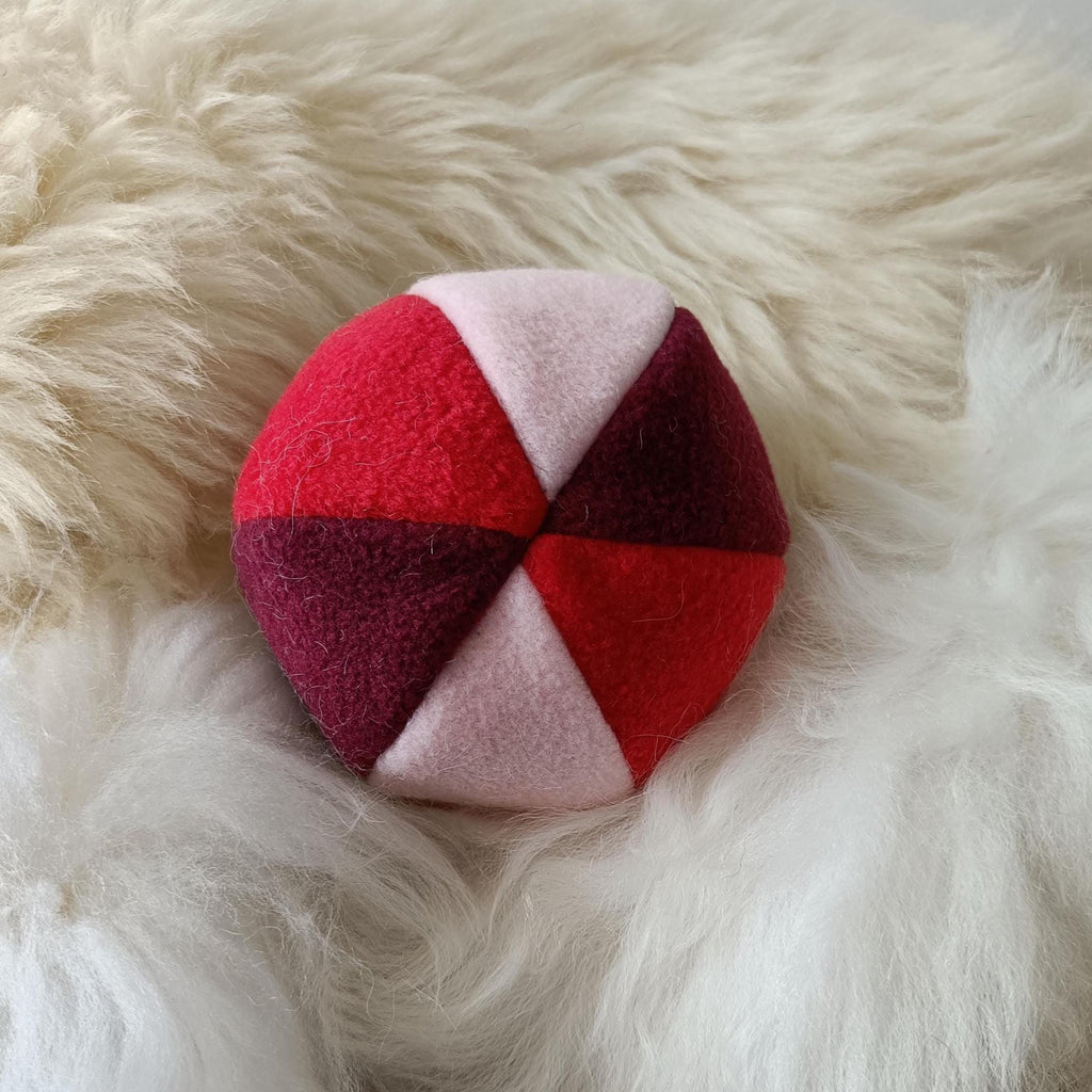 Fleece soft ball dog toy filled with sheepskin - squeaker option available