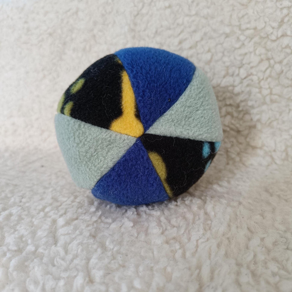 Fleece soft ball dog toy filled with sheepskin - squeaker option available