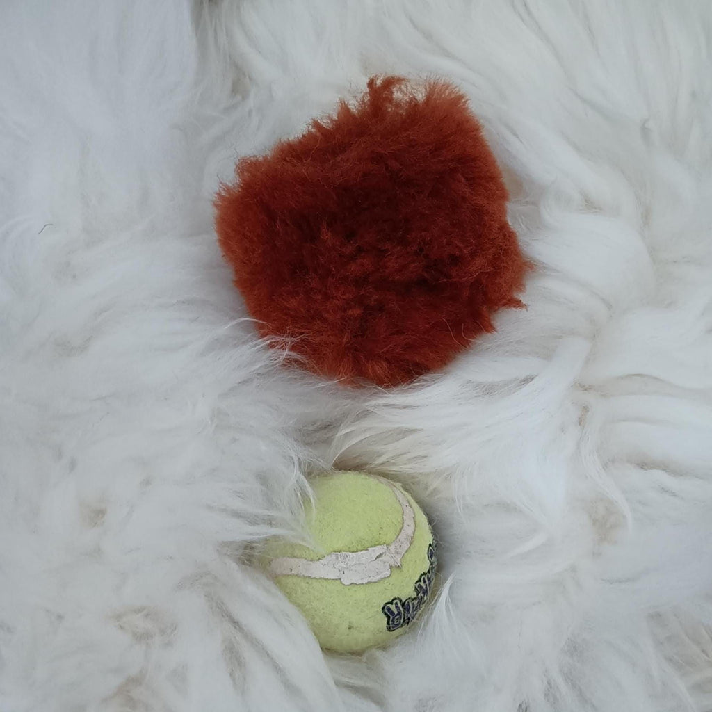 Merino Sheepskin Dog Ball: Natural pet toy, Baseball Pattern, Training reward toy for puppy