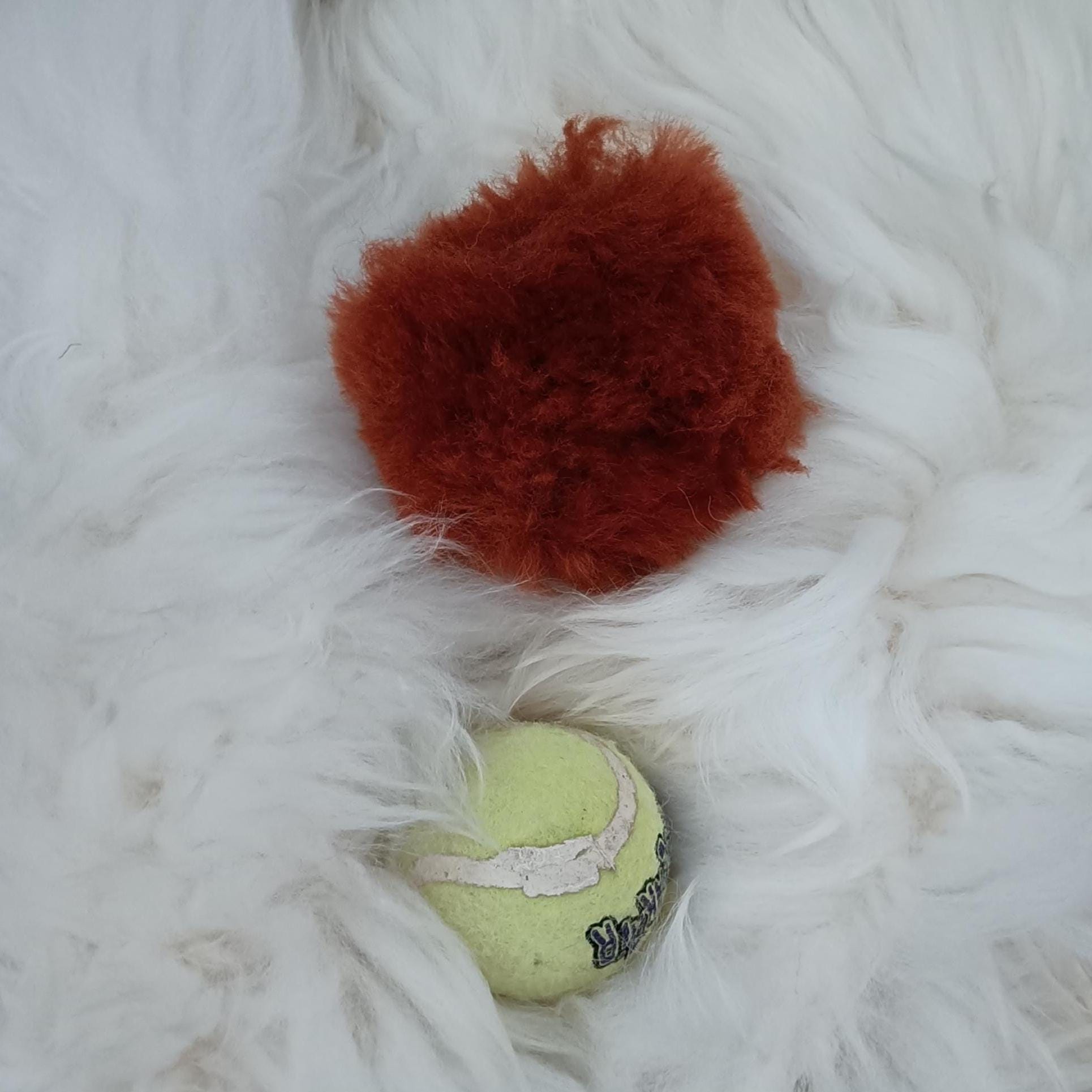 Merino Sheepskin Dog Ball: Natural pet toy, Baseball Pattern, Training reward toy for puppy