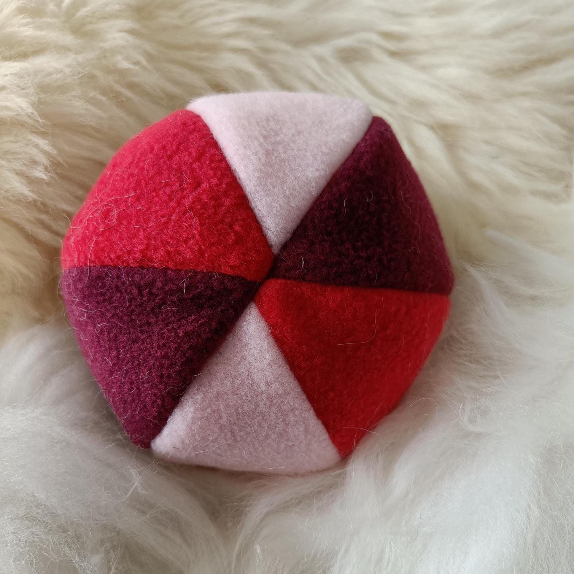Fleece soft ball dog toy filled with sheepskin - squeaker option available