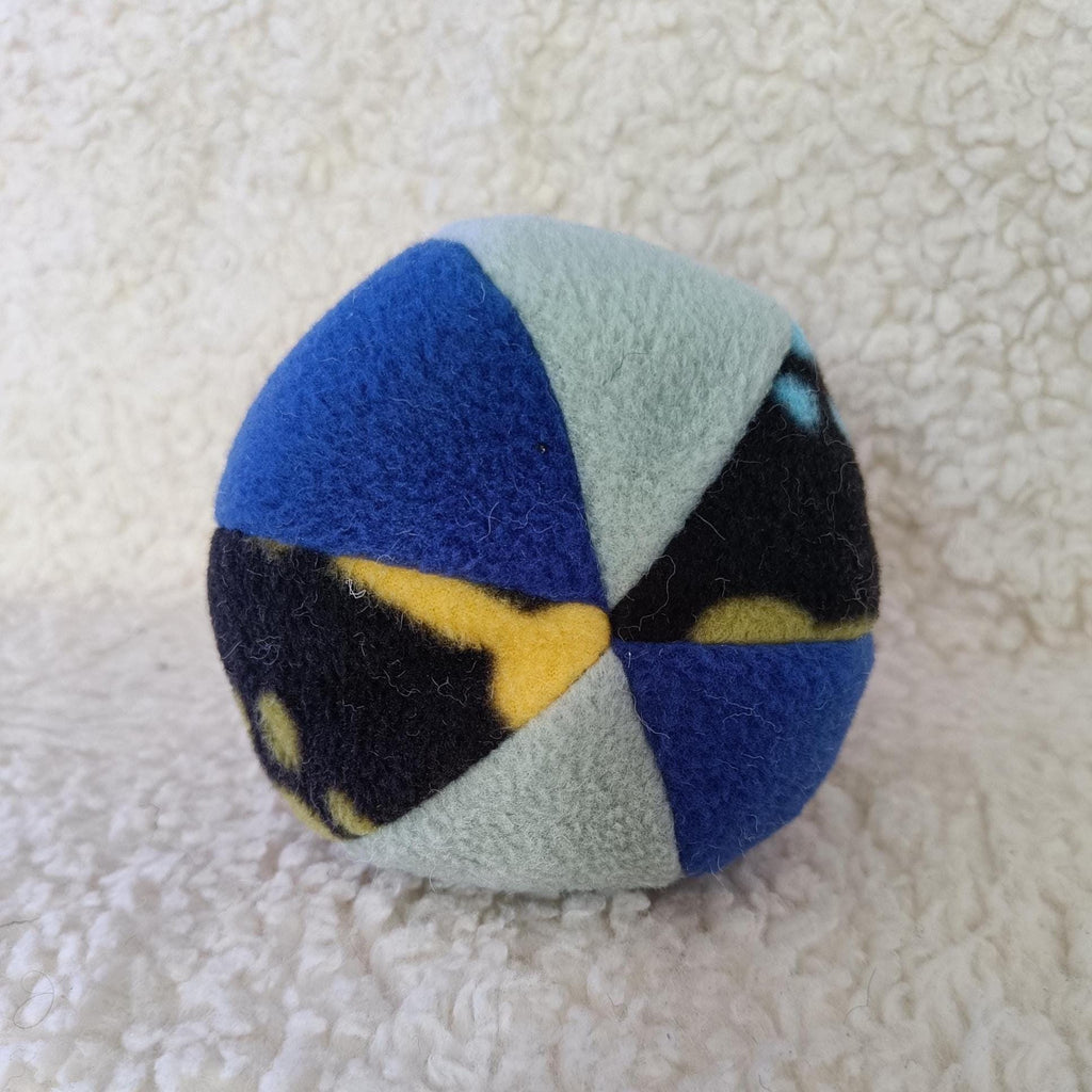 Fleece soft ball dog toy filled with sheepskin - squeaker option available