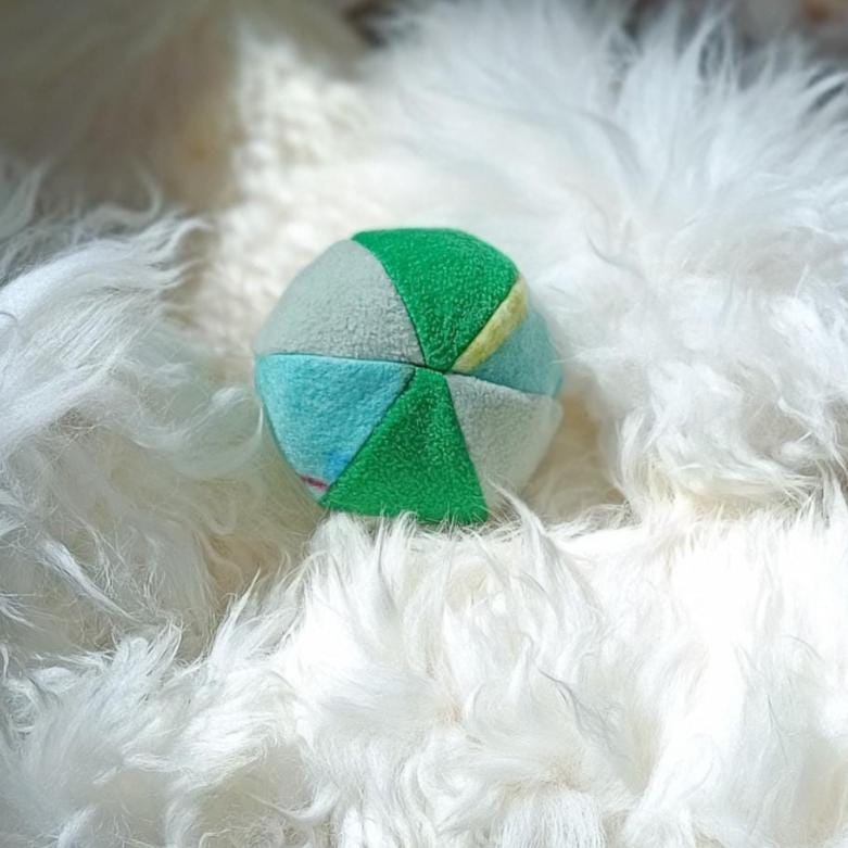 Fleece soft ball dog toy filled with sheepskin - squeaker option available